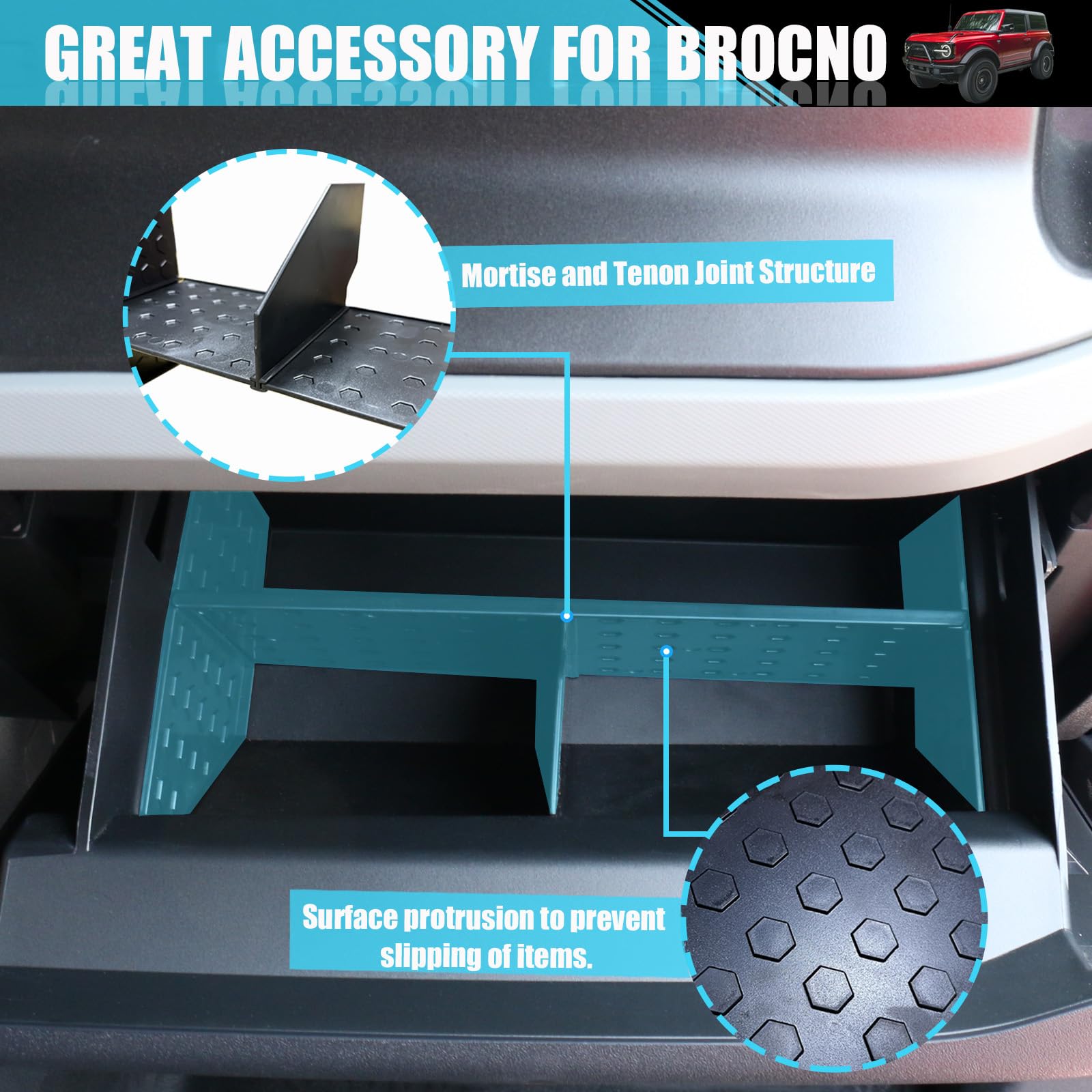 ANMOSVO Glove Box Organizer For Ford Bronco 2021 2022