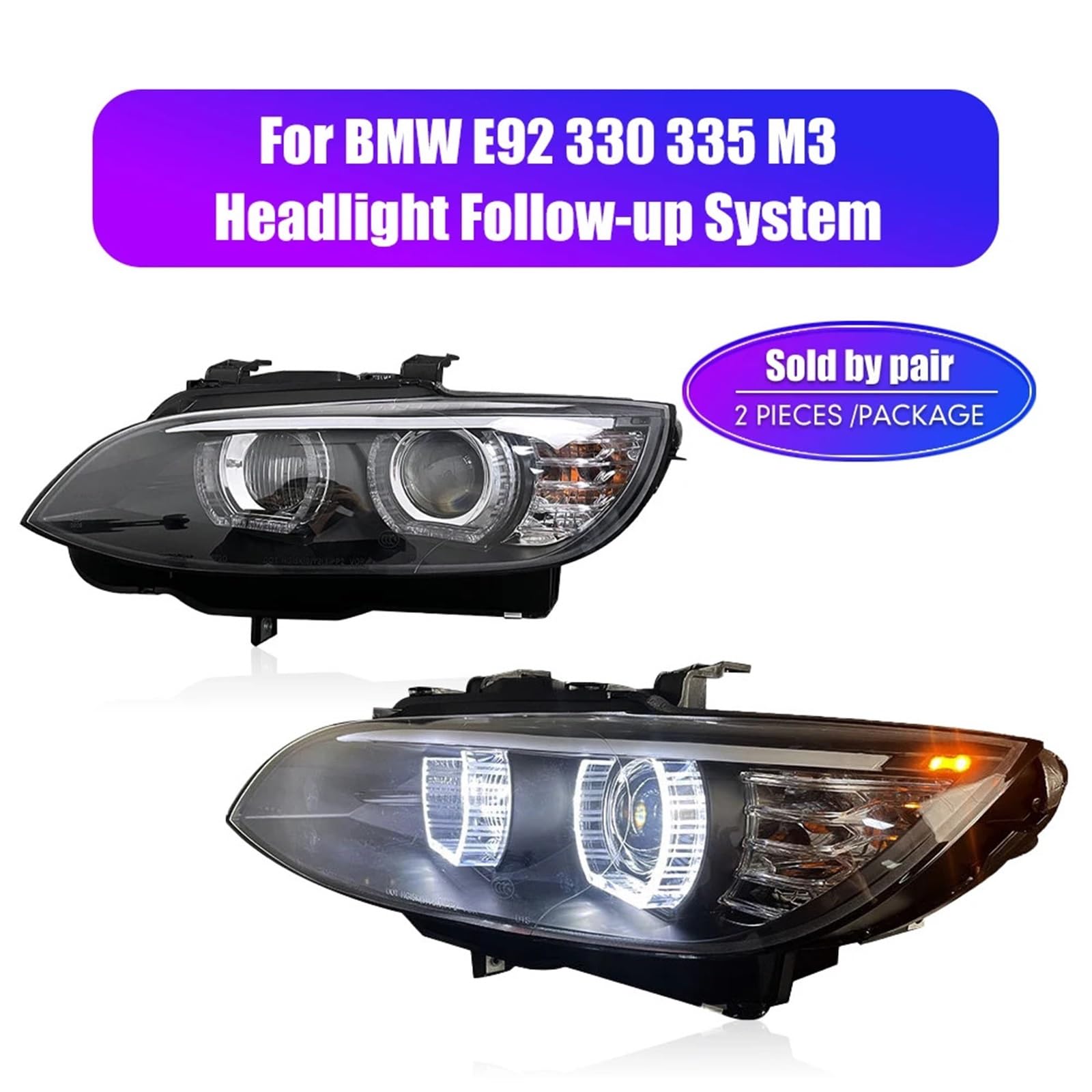 Head Lamp Para reflektorów samochodowych LED pasuje do BMW E92 330i 335i M3 Przedni reflektor Plug And Play DRL Reflektory(For Follow-up Car)