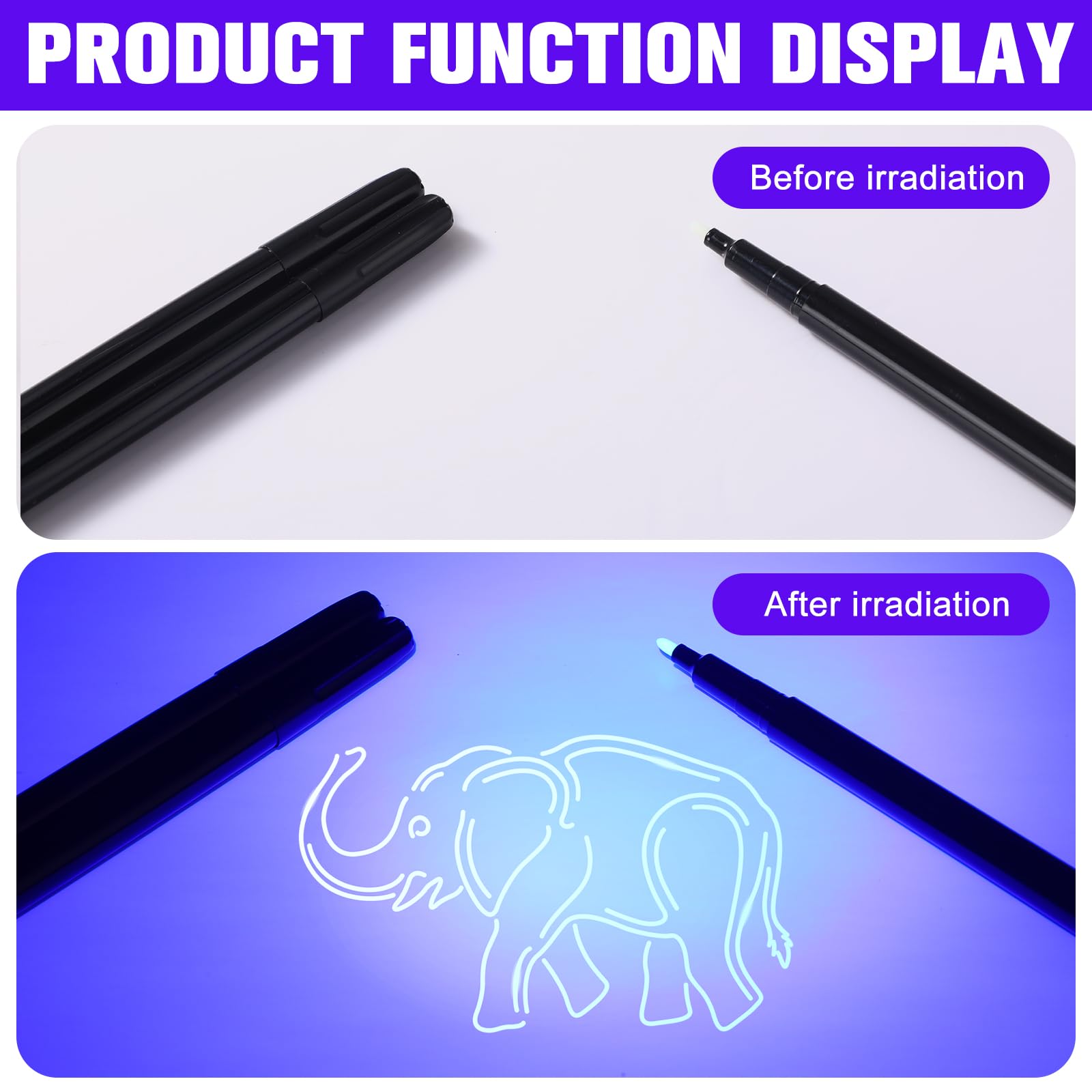 Black Light Pens 14PCS Invisible Ink Pen With UV Light, Spy Pen