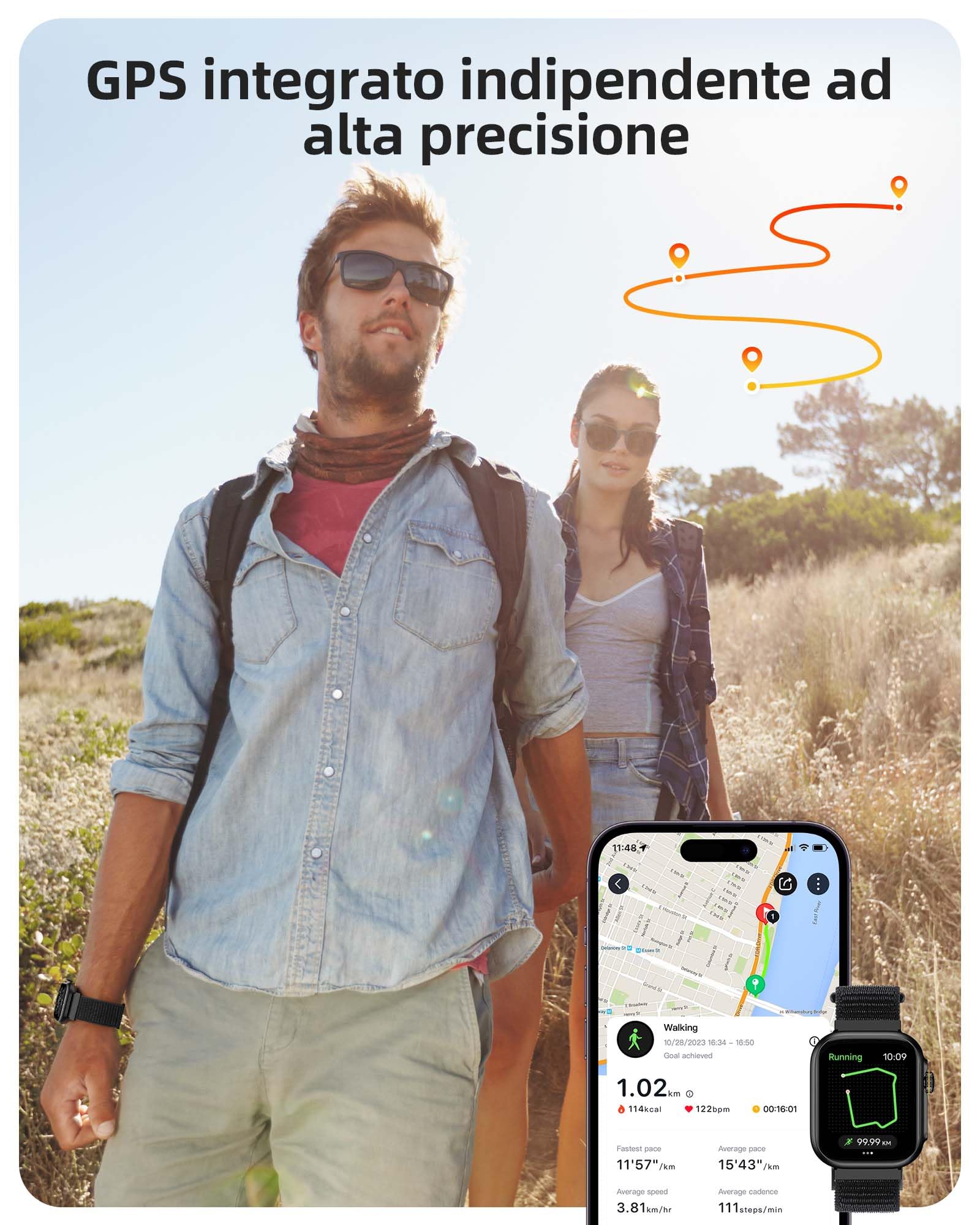Parsonver Smartwatch Uomo Donna con GPS Integrato, Effettua/Risposta Chiamate, Orologio Smartwatch con 30M Nuoto Impermeabile, Contapassi, Cardiofrequenzimetro, Sonno, Fitness Tracker per Android iOS