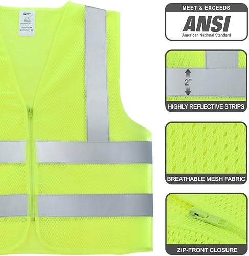 Vista 11 de NEIKO High Visibility Safety Vest ANSI Class 2, No Pocket Amarillo