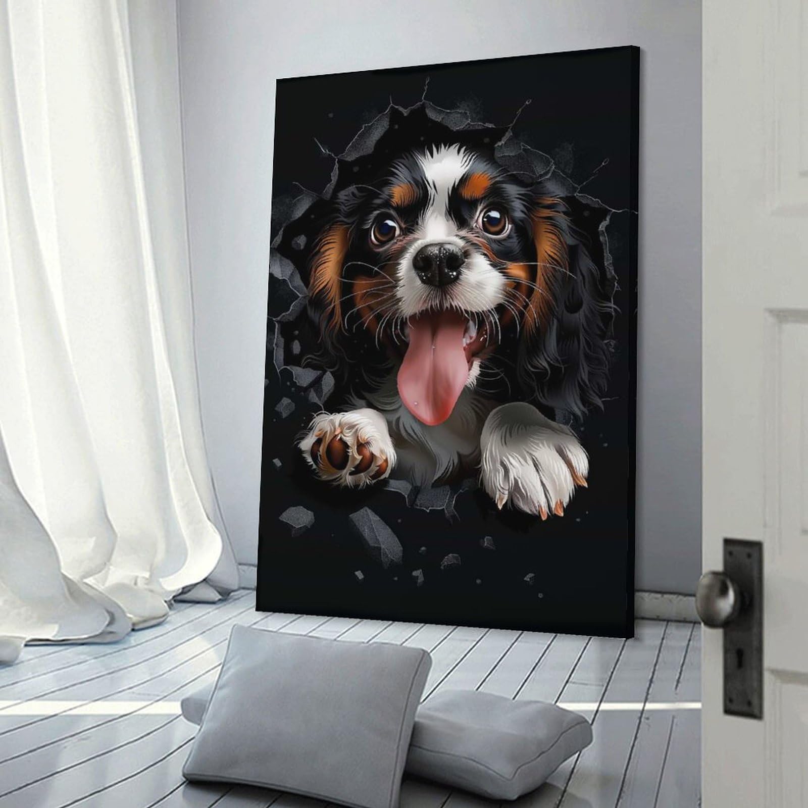 Junmoney English Toy Spaniel Room Decor Wall Art, 20x30inch(50x75cm), for Office, Study Or Home Workspace, A Smart Decor Choice for Study Walls