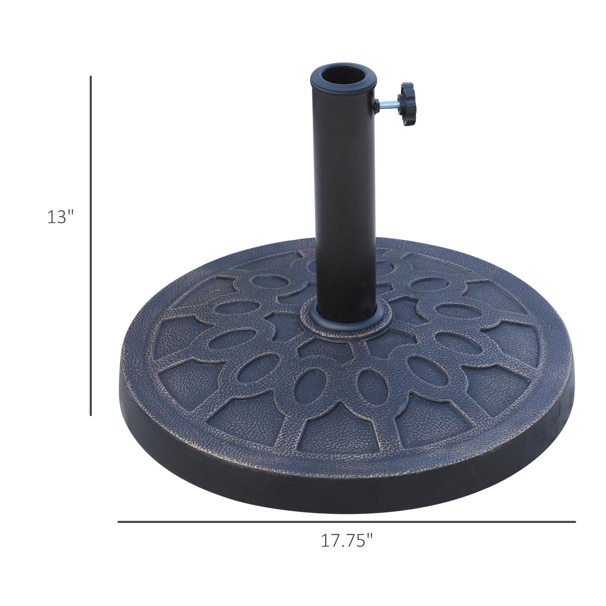 Soporte de Base de Paraguas Redondo de Resina de 18 "y 26 Libras Soporte para sombrilla de Mercado con Hermoso patrón Decorativo y fácil configuración, para pos,