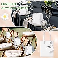 Vista 5 de Silkfly 150 mini bolsas de regalo a granel, 4 cajas extra pequeñas de 2.75 x 4.5 pulgadas con asas, bolsas de papel en miniatura con etiquetas