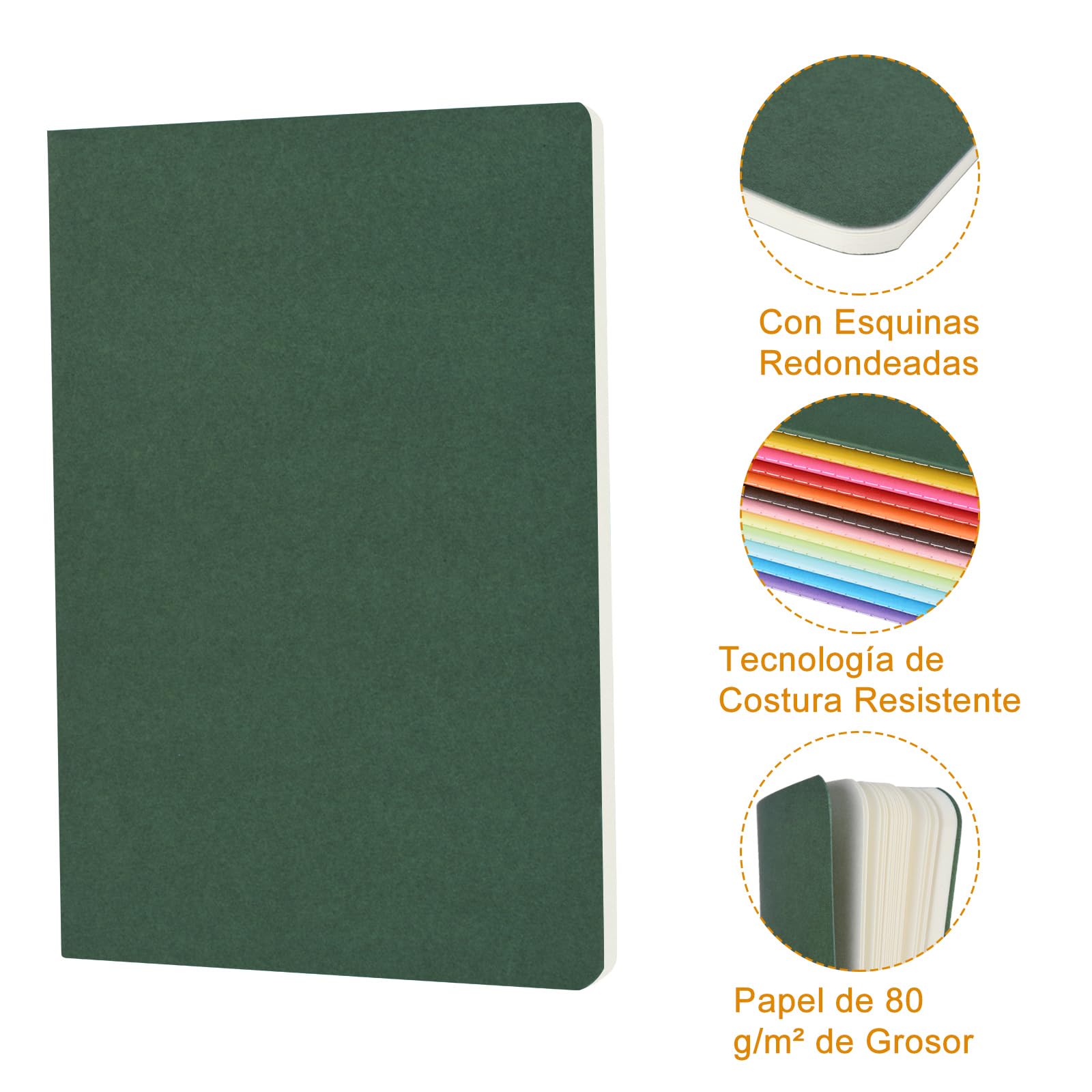 ZCZN Cuaderno A5 Paquete de 12, Libretas en Blanco de 30 Hojas/ 60 Páginas para Dibujo Diario Notas Estudio Agenda - 12 Colores Mixtos