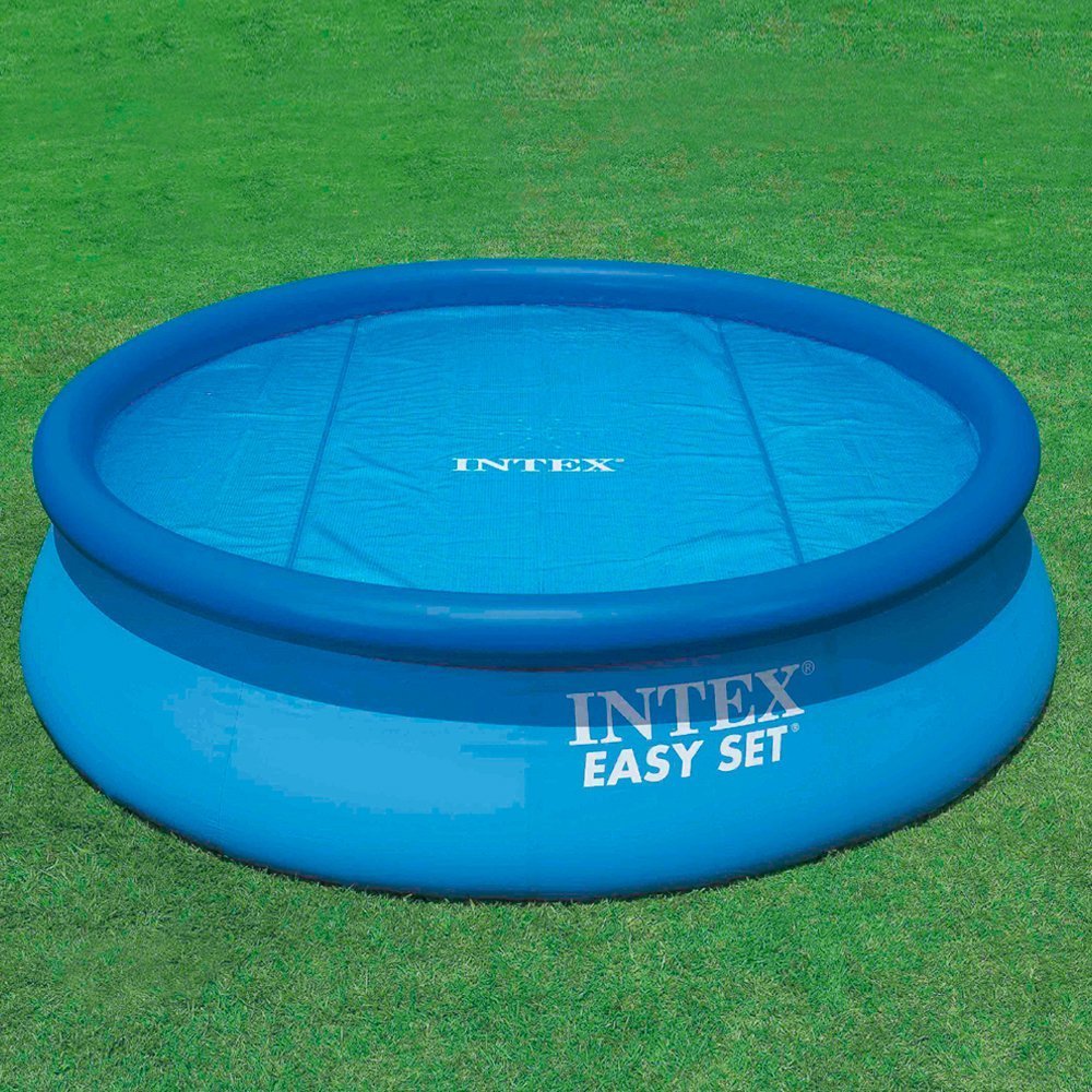 Intex 28014 Solarabdeckplane, Abdeckung mit thermischer Isolierung für runde Easy Set/Frame Pools, Polyethylen, Blau, ⌀ 488 cm