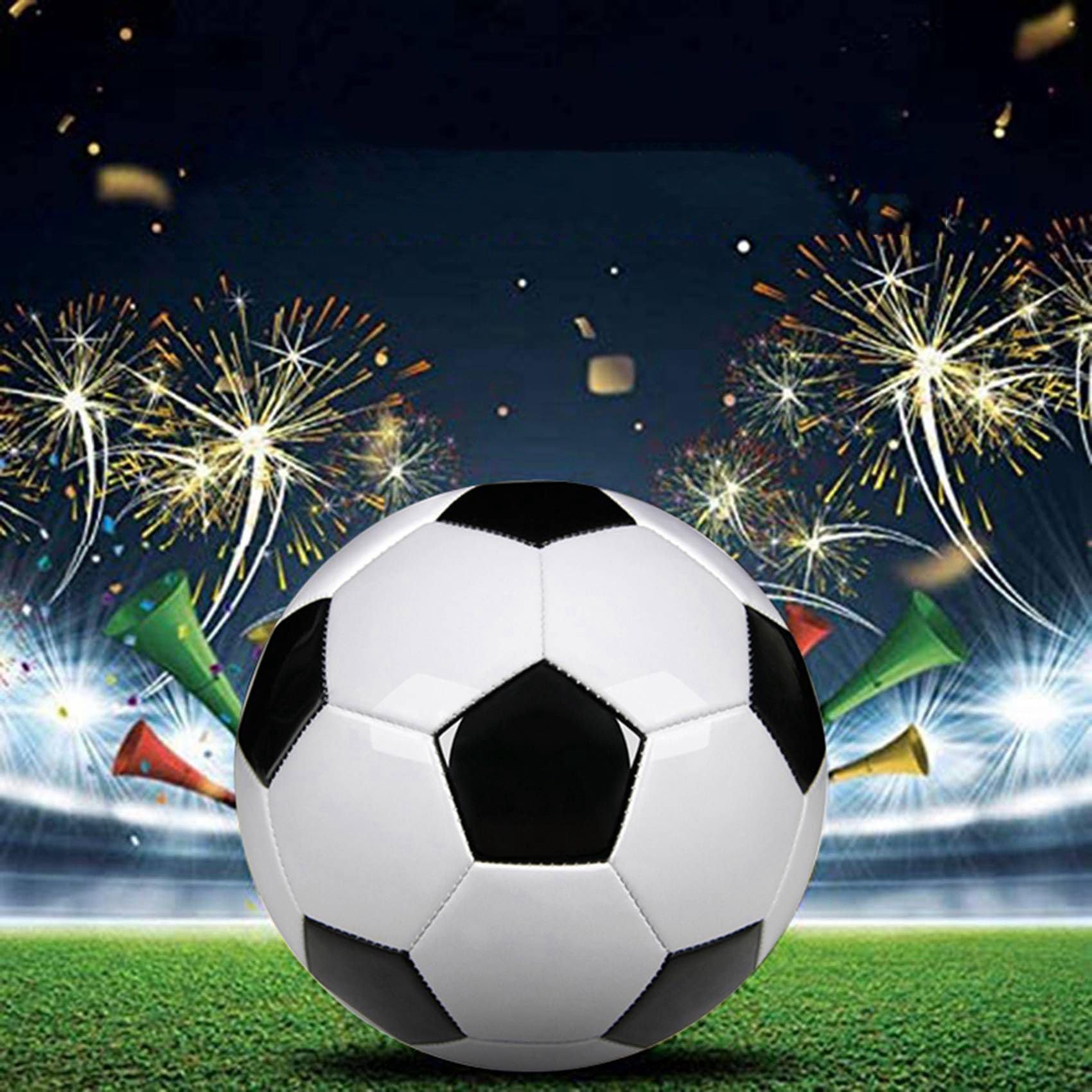 5X GrößE 5 TrainingsbäLle PU Leder Schwarz FußBall FußBäLle Goal Team Atch TrainingsbäLle
