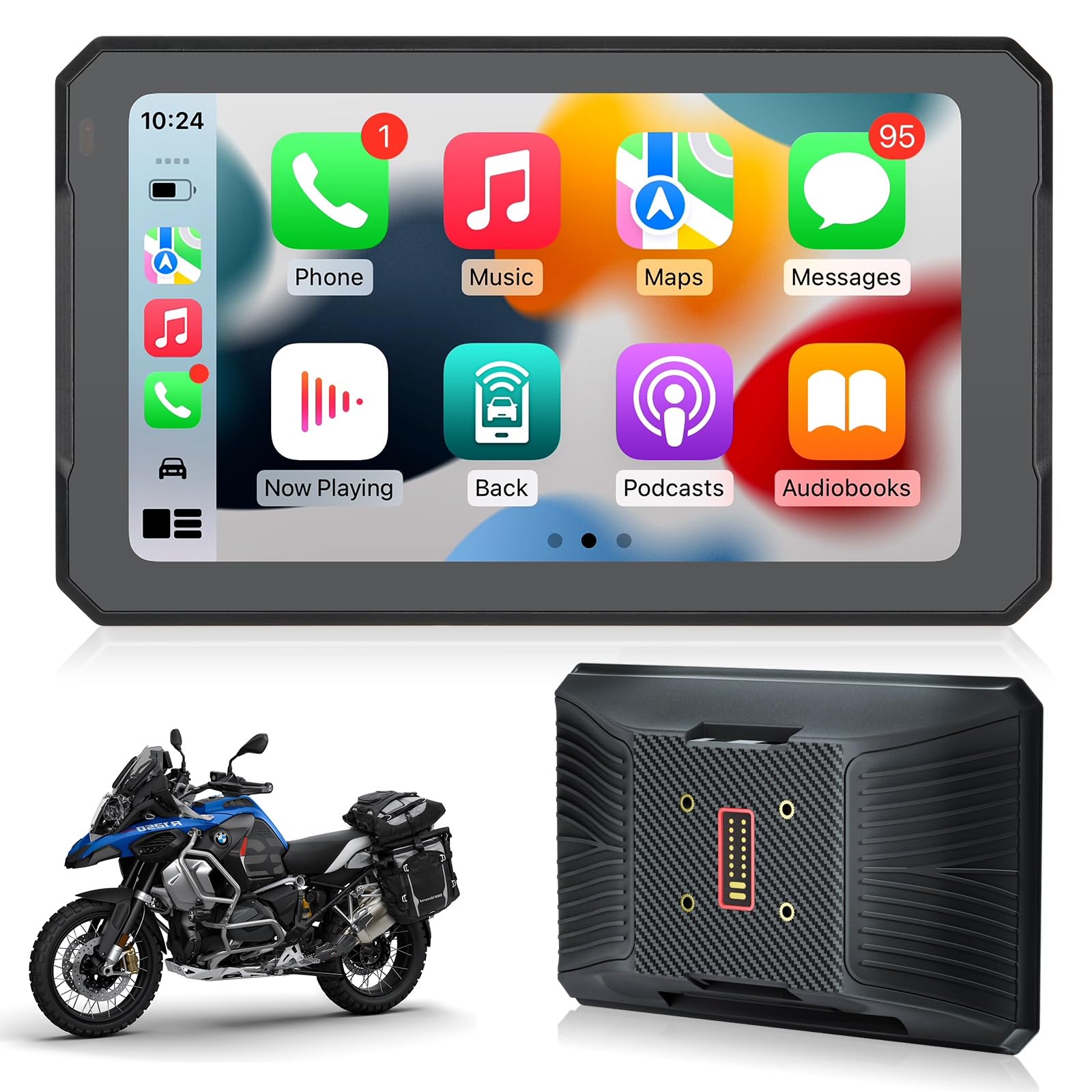 Motorrad Carplay für BMW Motorrad 7 Zoll Bildschirm Wireless CarPlay & Android Auto, GPS Navigation, Bluetooth, Wasserdichter Touchscreen Motorradnavigationsgerät, Kompass, Siri/Google_Assistant