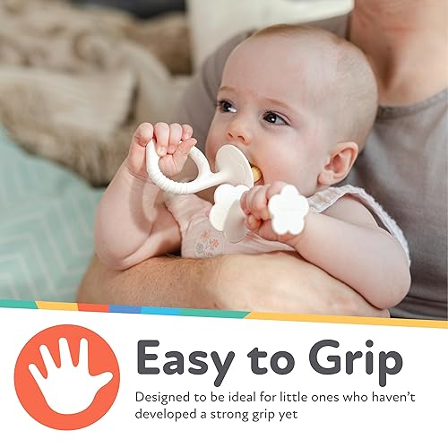 Miniatura 3 de Nuby Silicone Fun Teethers - Juguete de dentición para bebés (paquete de 2) - Formas de pollo y tuba - Más de 3 meses - Naranja y verde azulado