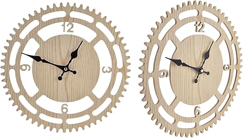 Miniatura 6 de Fydun Wall Clock Wooden Retro Silent Battery Powered Clock Living Room Bedroom Home Clock 1# Wide Range of Uses (1#)