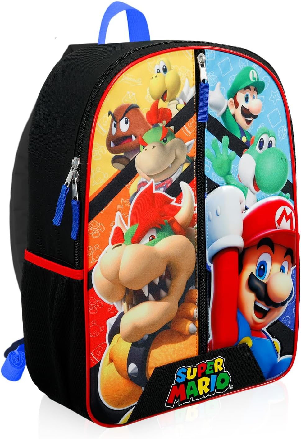 Super Mario Backpack with Lunch Box Set for Kids - Bundle with Mario Backpack, Mario Lunch Bag, Stickers, Water Bottle, More | Super Mario Backpack for Boys 4-6