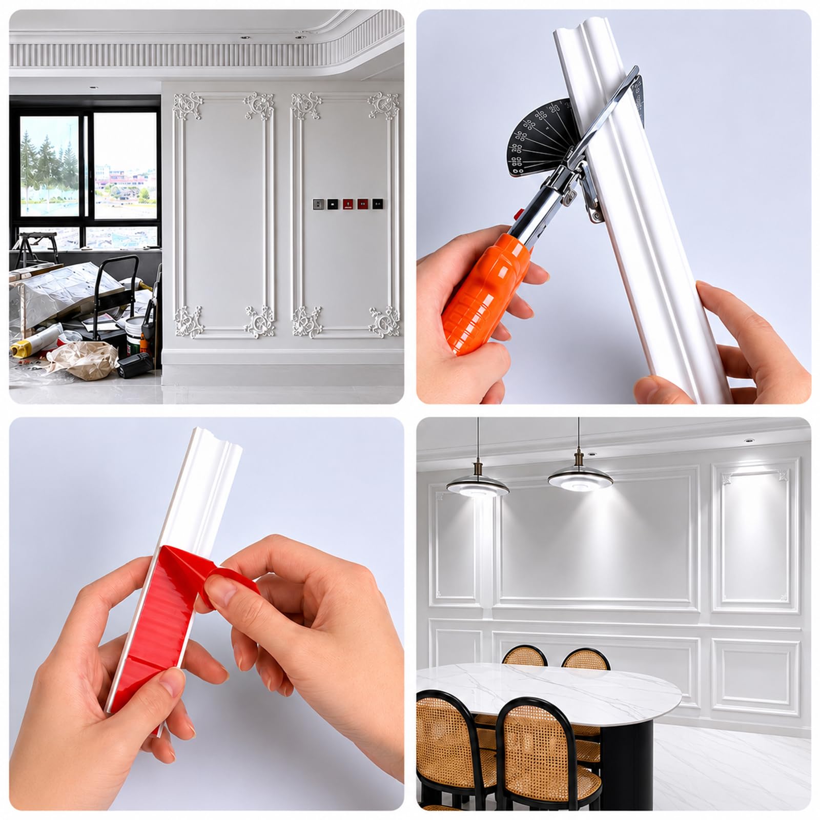 Modanatura Adesiva per Pareti Profilo Piatto Flessibile in PVC Cornice Adesiva per Specchio Porta E Soffitto Nastro Decorativo Autoadesivo Lineare per Interni W 6cm, L 6m