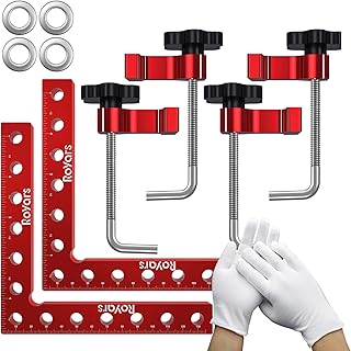 Royars Update 90 Degree Positioning Squares Right Angle Clamps for Woodworking,2 Pack（5.5"*5.5"）Aluminium Alloy Corner Clamp Woodworking Carpenter Clamping Tool for Picture Frame Box Cabinets Drawers