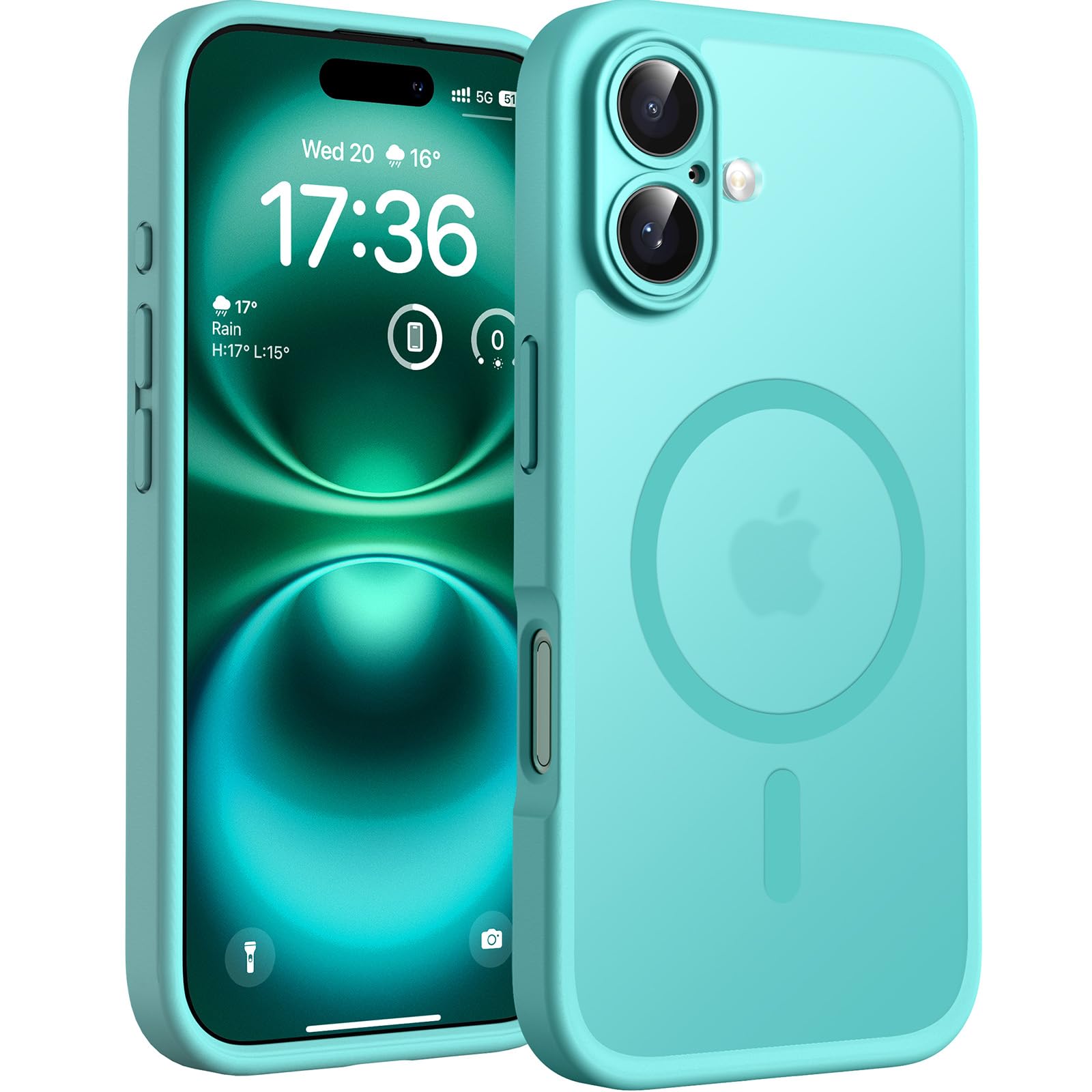 TOCOL for Phone 16 Case, Compatible with Magsafe Charger, Full Camera Protection, Drop Protection, Translucent Matte Phone Case for iPhone 16 6.1 inch (Green)