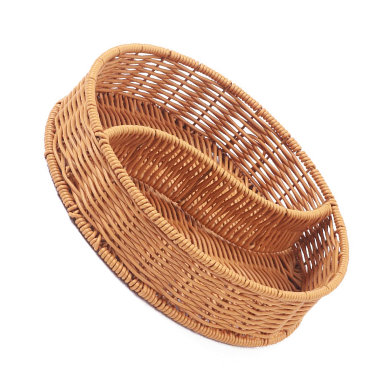 Xinsheinelry Imitation Rattain Woven Serving Basket with Multiple Compartment Fruit Snacks Platter Bowl for Outdoor Picnics Kitchen Parties Serving Bowl