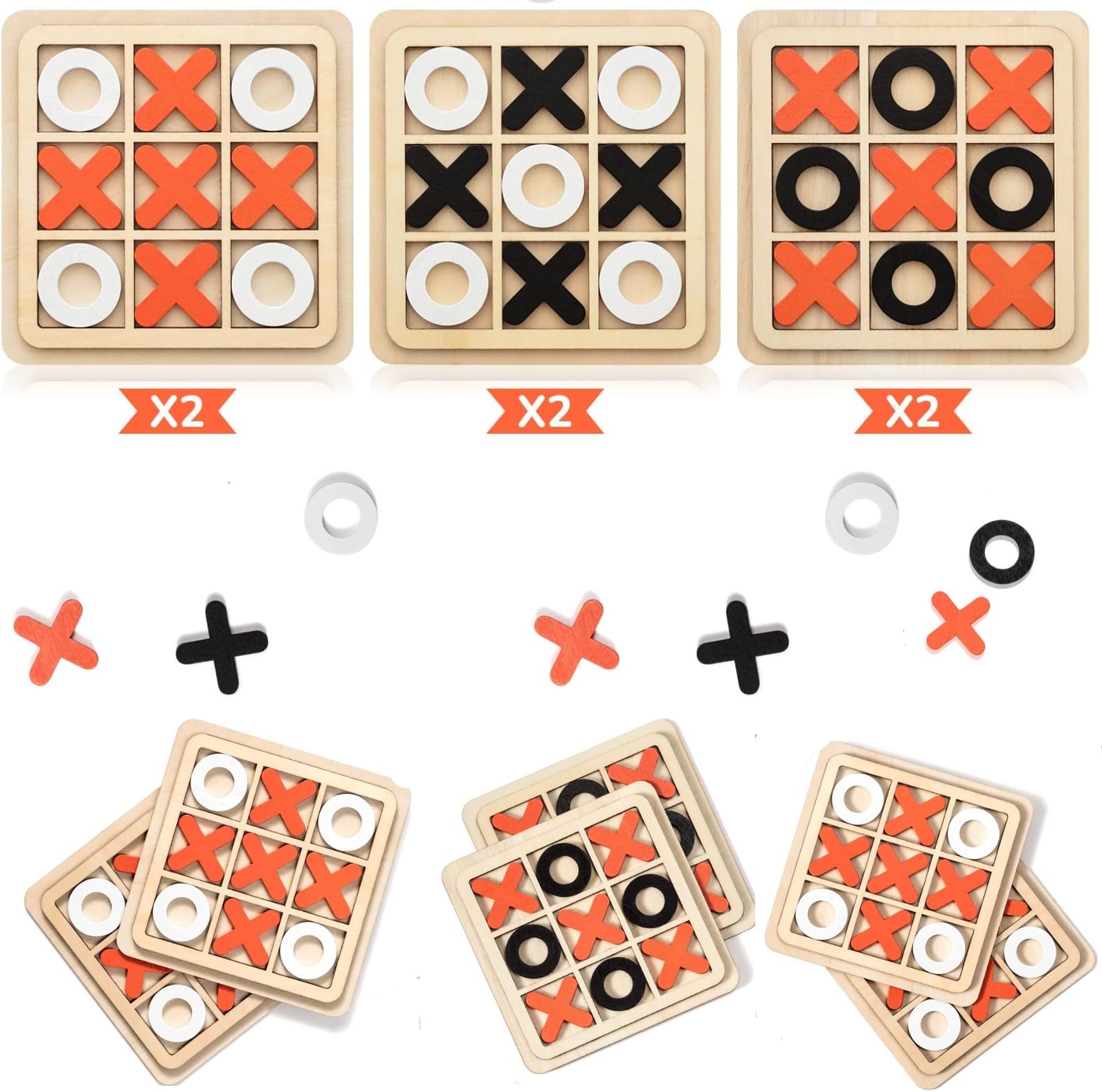 Party Favors for Kids Birthday Return gifts Bulk Giveaways For kids 6PCS Tic Tac Toe Game, XO Wooden Game party items pinata and stocking kid-friendly goody bag fillers Gift Toys