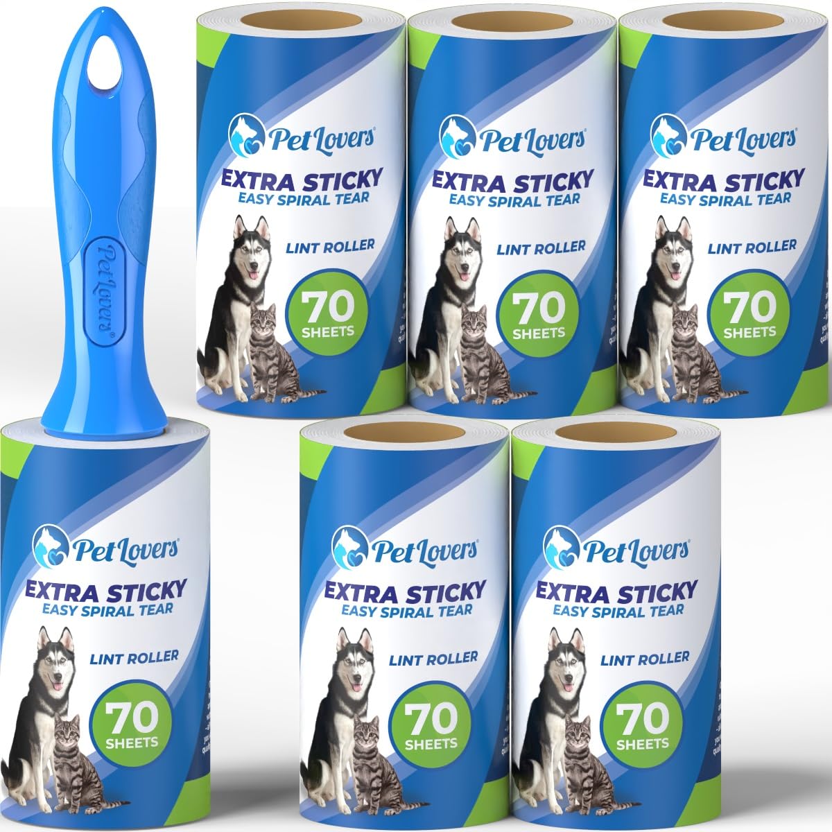 PetLovers Rodillos quitapelusas para Pelo de Mascotas con Adhesivo Extra 420 Hojas - Quitapelusas para Ropa…