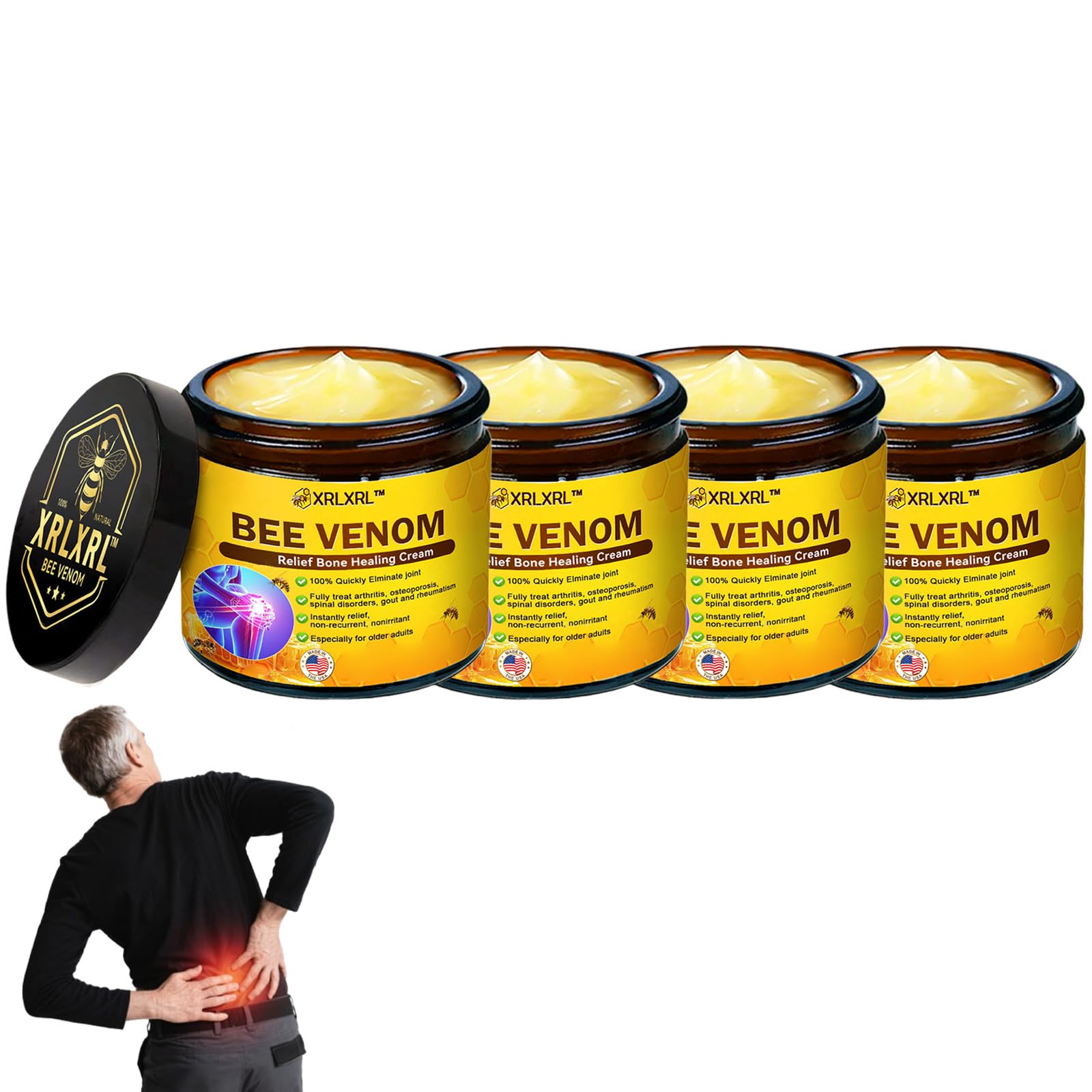 XRLXRL Bee Venom Relief Bone Healing Cream, Professional Bee Venom Cream for Activities, Bee Venom Joint & Bone Therapy cream for Back, Knee, Hands, Neck, Feet, for All Skin Types (1 Bottle) — view 10