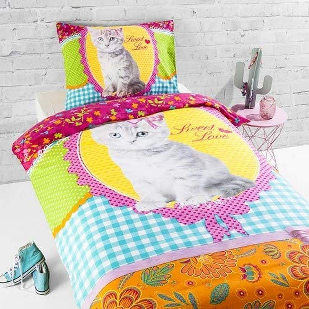 Housse de couette 140x200 Day Dream Cat Miep en coton