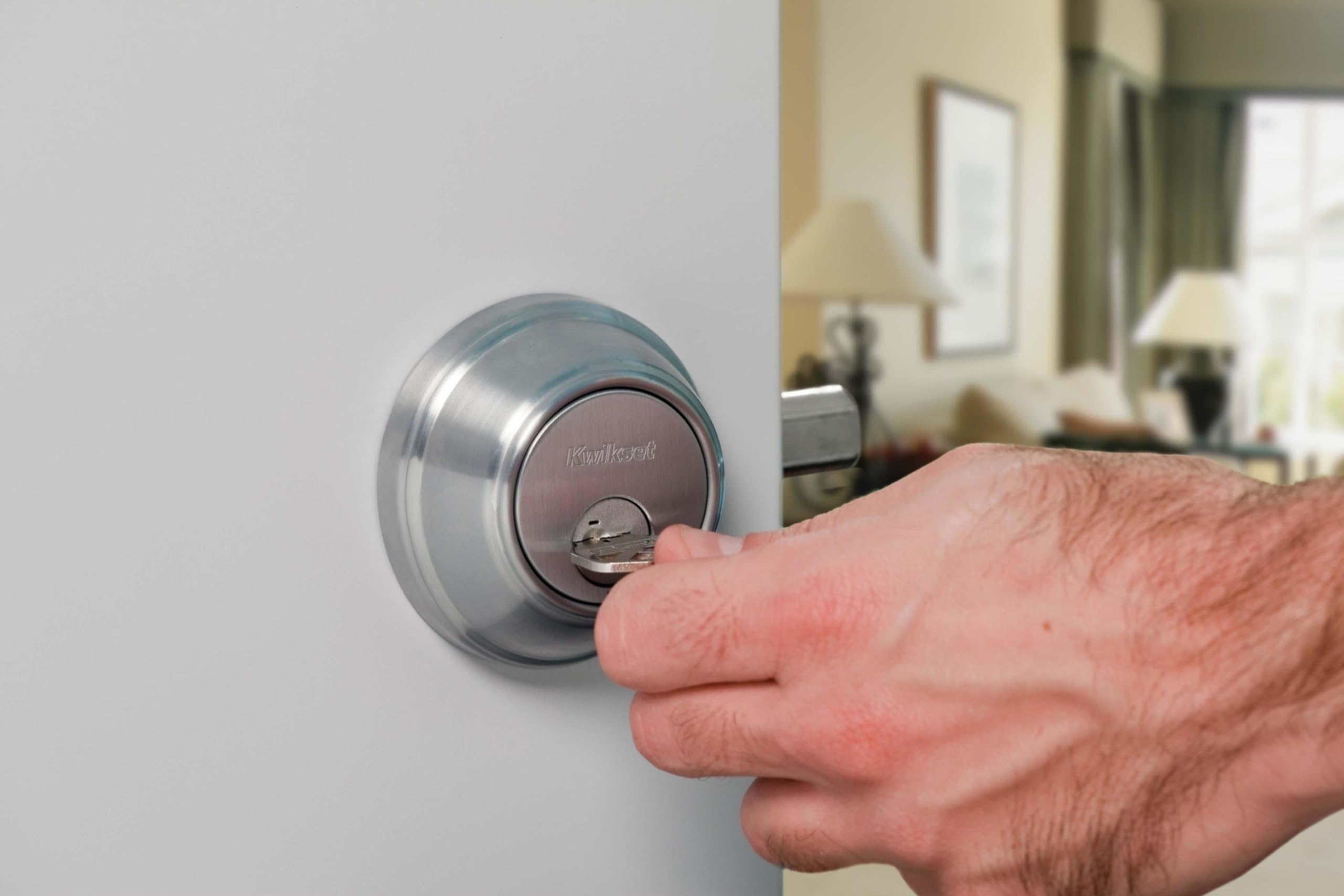 Kwikset Cerrojo de seguridad de un solo cilindro 660-S serie 660, Cerradura con llave inteligente, níquel satinado