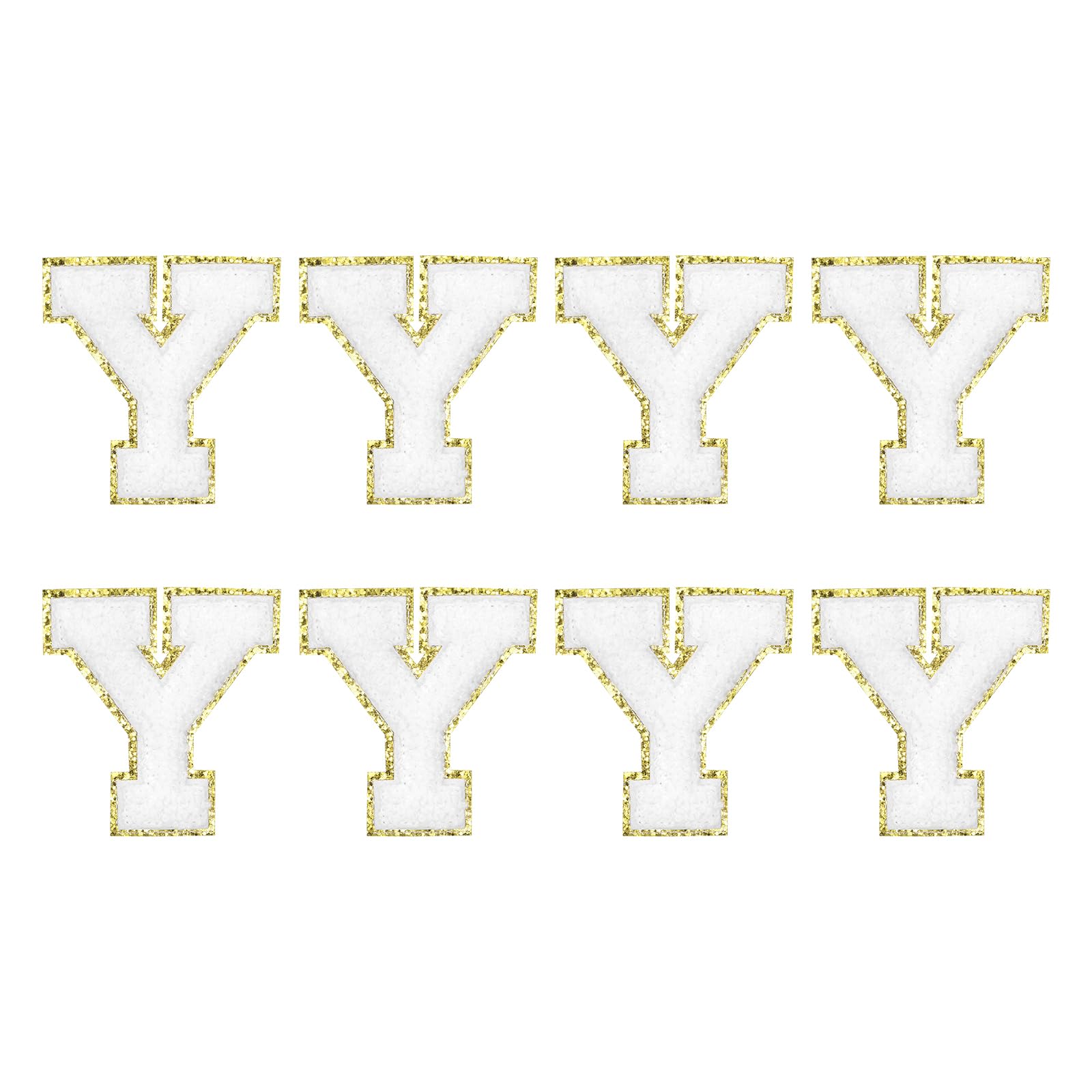 sourcing map Chenille Letter Patches 2.2" Self Adhesive Alphabet Y Stick on Embroidered Patch Sew on Letter Stickers Applique for Repairing Clothing Jeans Shoes Hats DIY(White, Pack of 8) โ image 1