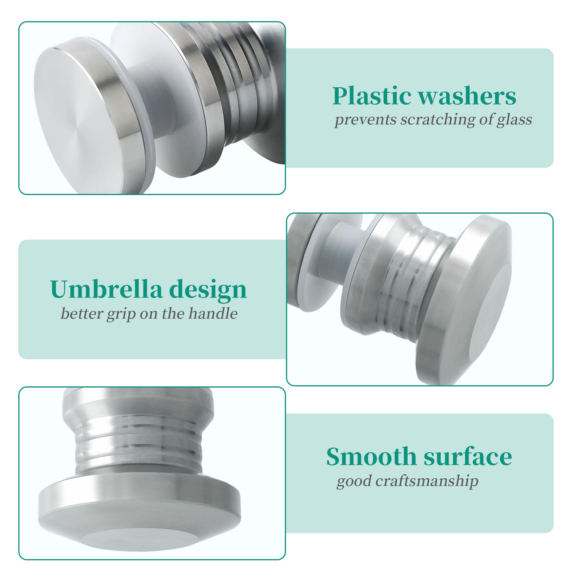 Alise Shower Door Handle - Brushed Stainless Steel -4 Alise Shower Door Handle - Brushed Stainless Steel -4