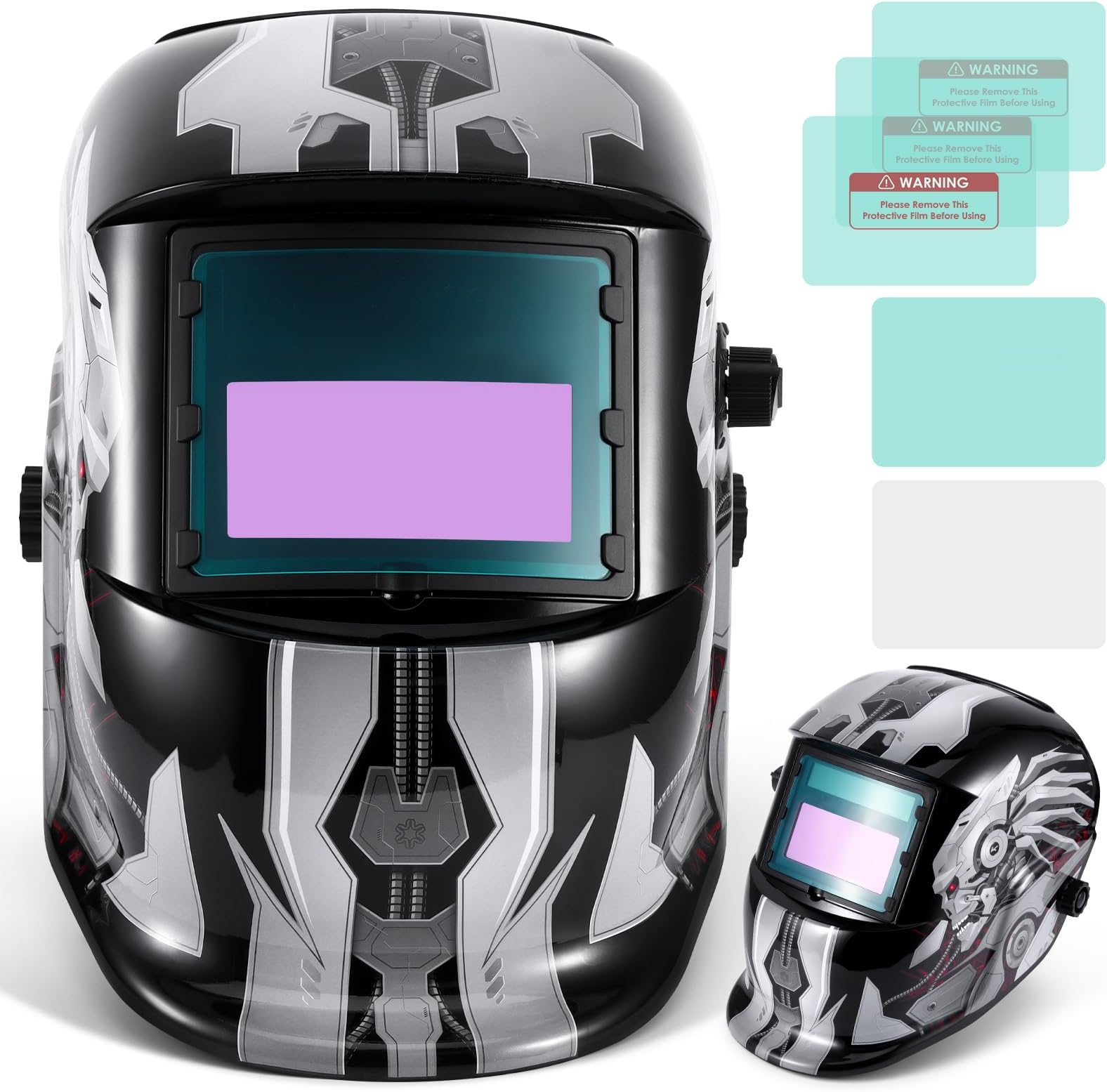 Auto Darkening Welding Mask, Solar Powered Welding Helmet with 5 Replacement Lens, True Color Auto Darkening Welding Mask, Welder Helmet with Adjustable Headband for TIG MIG ARC Weld Grinding