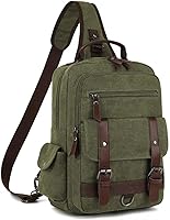Vista 1 de Vintage Messenger Bag, Canvas Backpack for Travel, Men's Shoulder Bag, Dual-use Bag for Hand Carry and Crossbody Carry Verde
