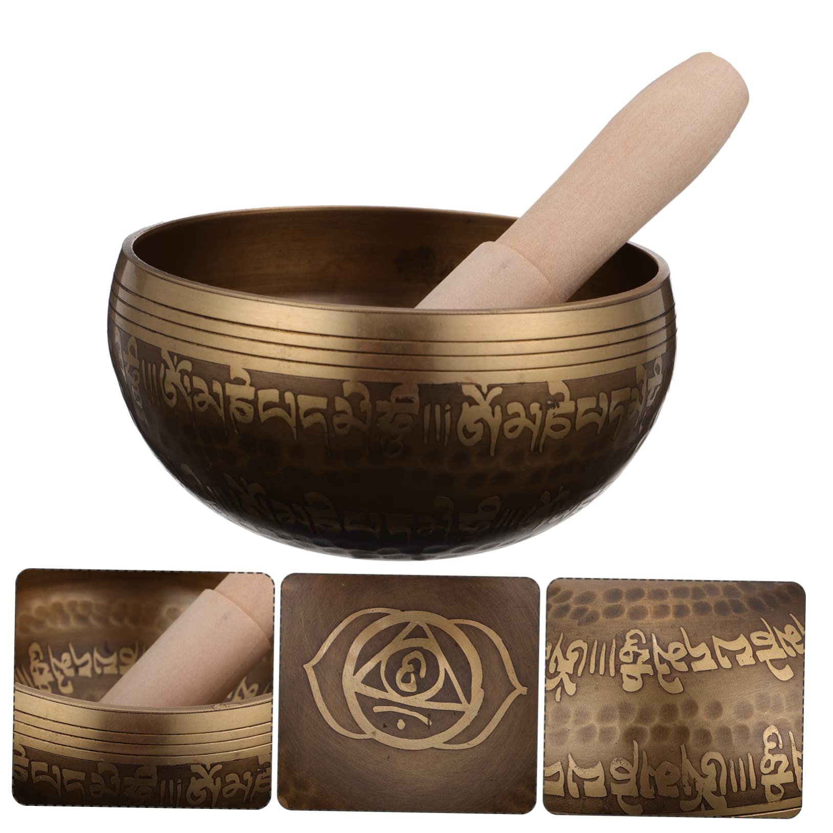 2 Sets Klangschale, tibetische Gong-Klangbadschalen, Gebetsschale, Klangschale mit Stab, Glocke, Meditationsschale mit Stab, tibetische Heilschalen, langlebige Meditationsschale, Yoga, Holzornament