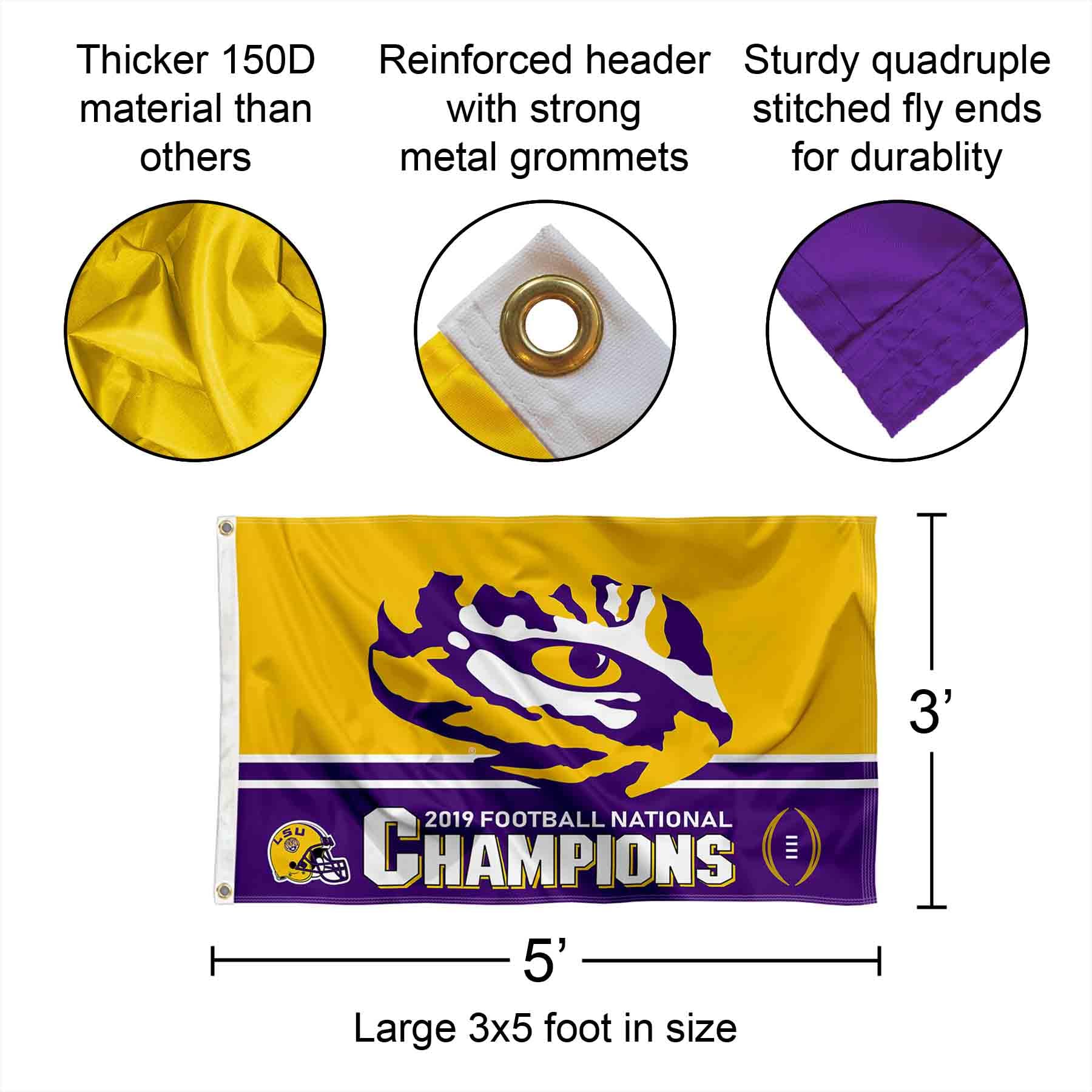 College Flags & Banners Co. Louisiana State LSU Tigers 2019 2020 Football National Champions Flag