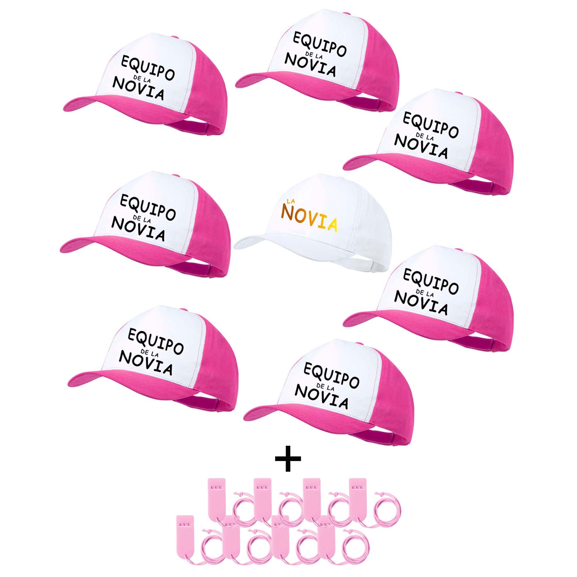 PACK 8 Gorras despedidas de soltera, fiesta de despedida, GRATIS GORRA DE LA NOVIA (Equipo de la novia, Pack 8.)