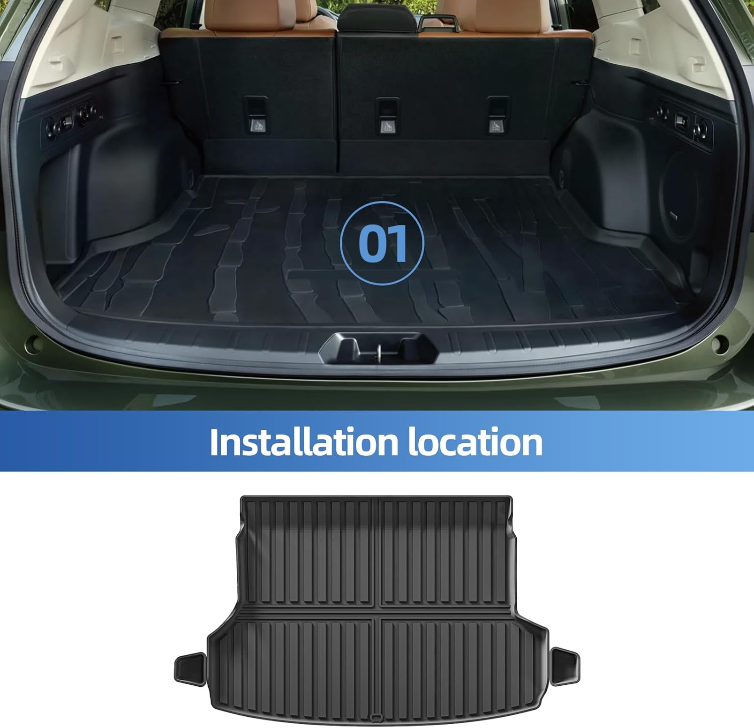 SMABEE Floor Mats & Cargo Liner & Backrest Mats for 2019-2024 Subaru Forester, TPE All Weather Floor Liners Trunk Mat Accessories Interior Black