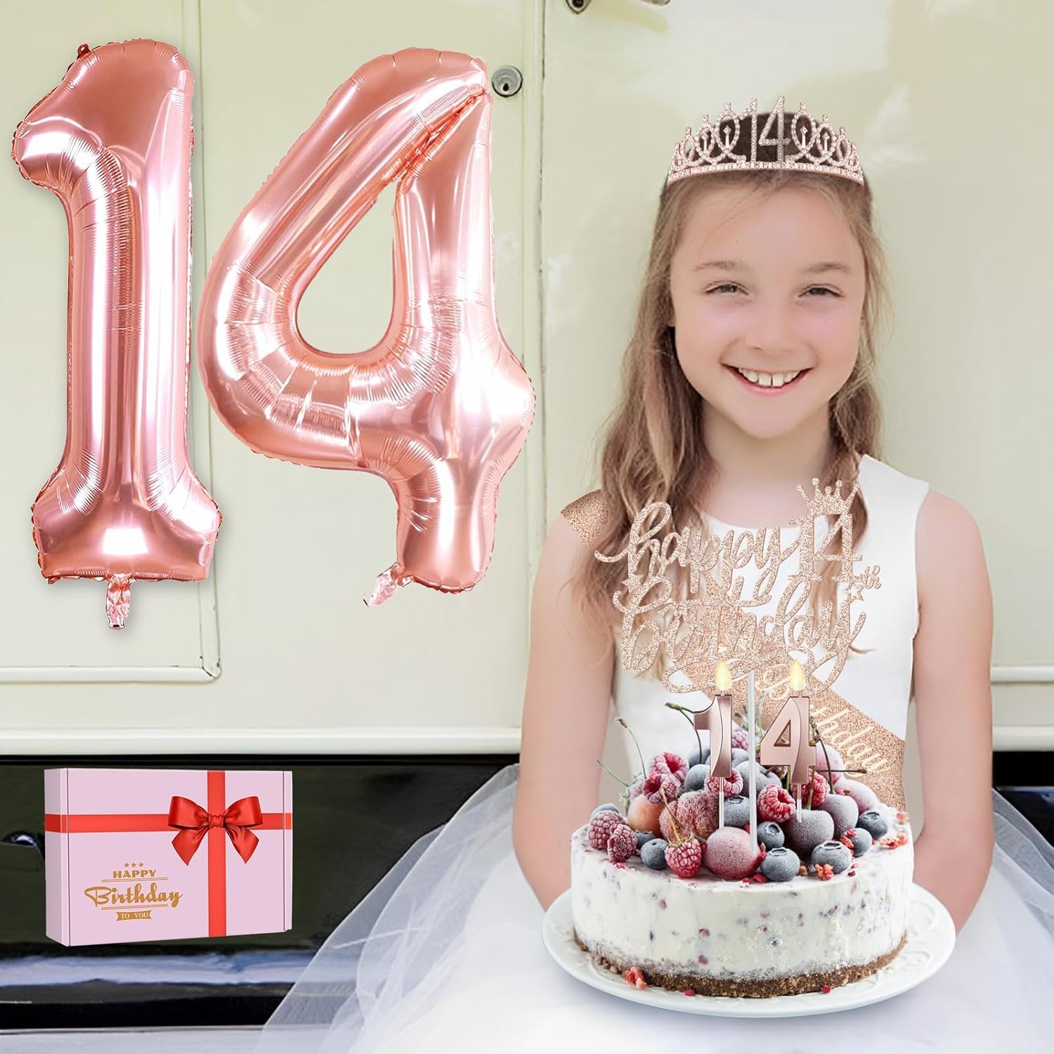 DEGASKEN Tarjeta De Cumpleaños Número 14 Para Sobrina, Regalos De Feliz Cumpleaños Para Sobrina De 14 Años, Decoraciones De Cumpleaños Para Niñas, Tarjeta De Cartera Grabada Personalizada