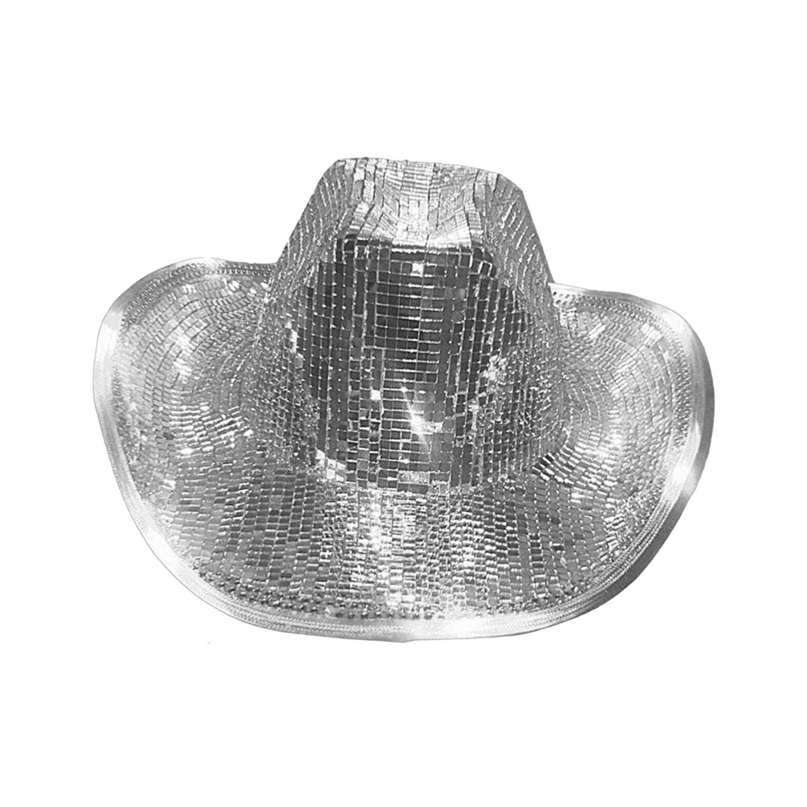 harayaa Cappello da cowboy Cappello da cowboy con sfera a specchio Cappello da cowboy alla moda Accessori in stoffa larga Cappello da discoteca