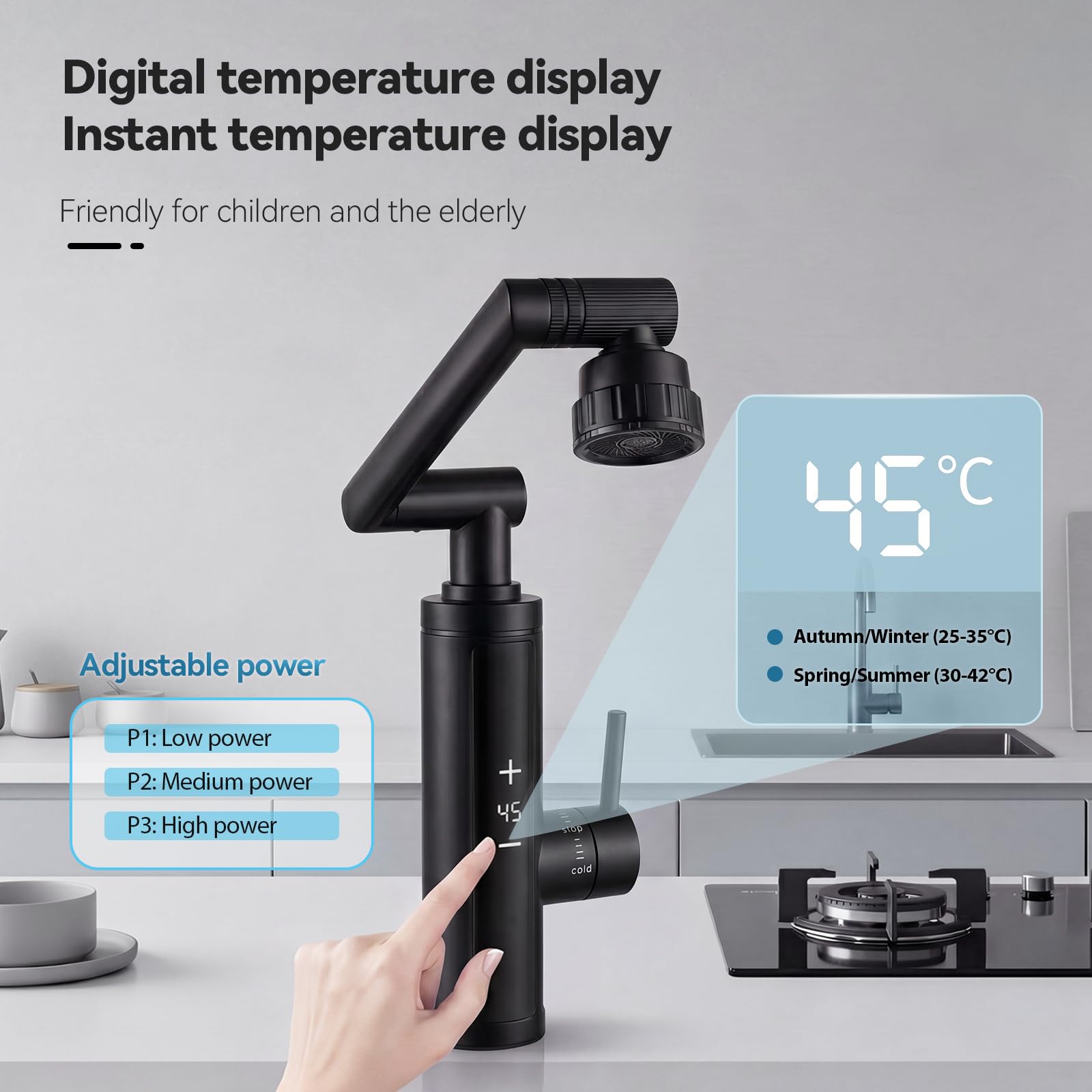 Robinet avec chauffe-eau instantané, robinet d'eau chaude électrique 230 V