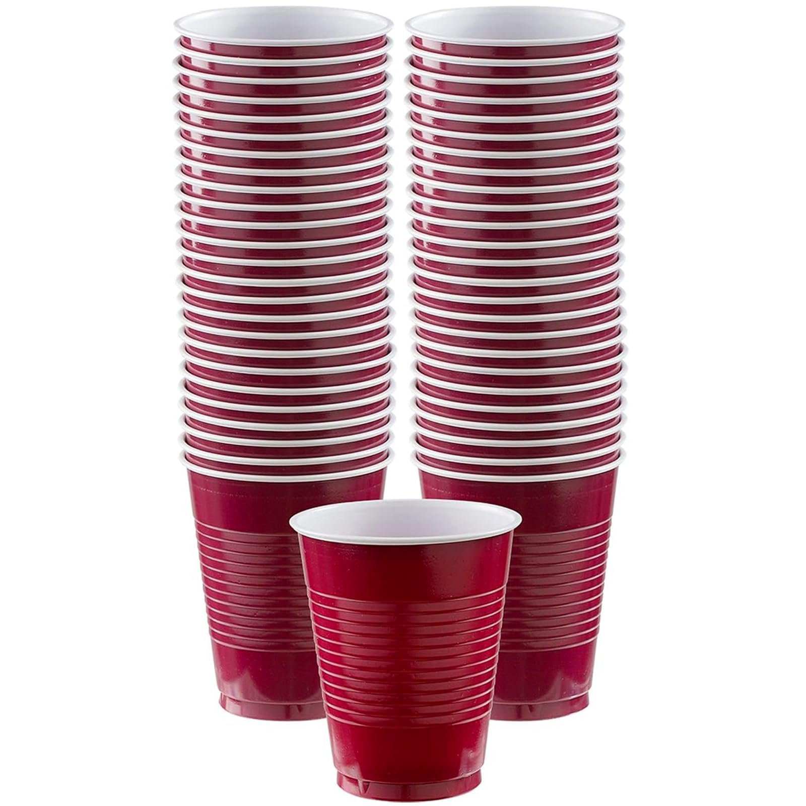 Amscan Premium Berry Red Plastic Cups (18 oz) 50 Count - Stackable, Heavy-Duty & Eco-Friendly Party Drinkware, Vibrant Color & Ultimate Durability