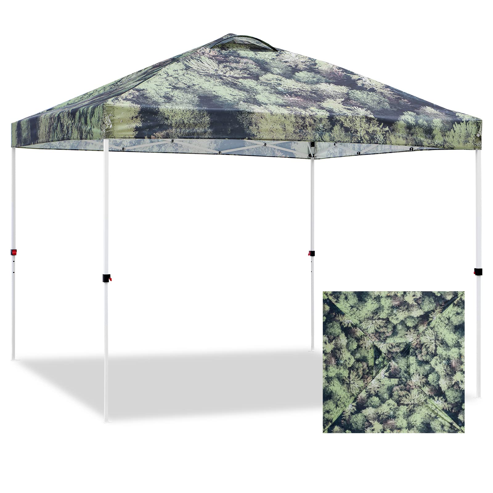 EAGLE PEAK 10x10 Pop Up Canopy, Instant Outdoor Canopy Tent, Straight Leg Pop Up Tent for Parties, Camping, The Beach and More, 100 Square Feet of Shade, Tree Camo