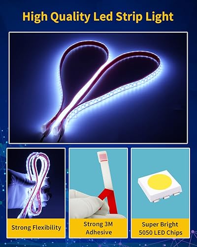 Miniatura 6 de Tira de luz LED de 12 V para automóvil tira de luz interior de automóvil de 24 pulgadas IP68 impermeable cortable para automóviles motocicletas