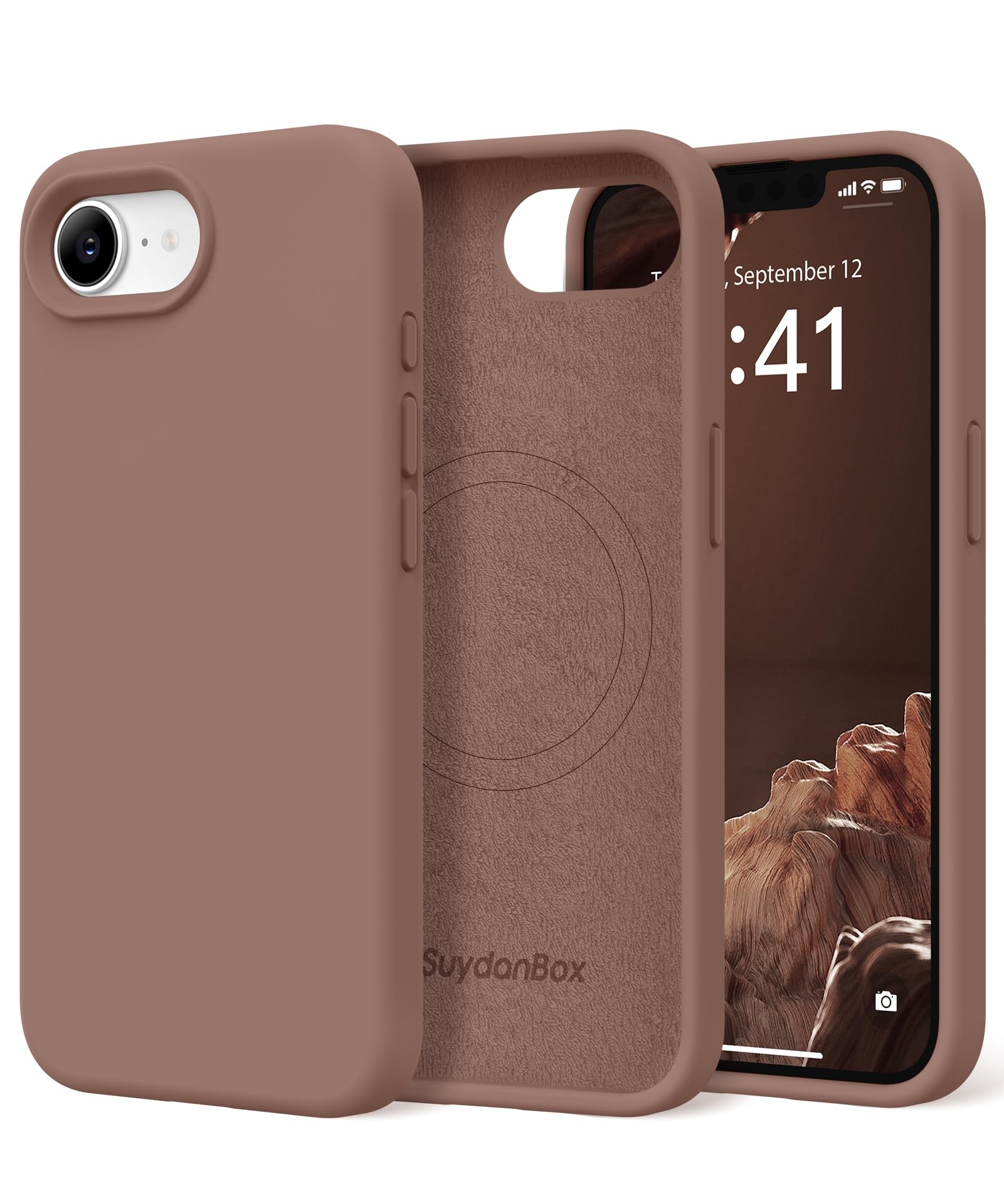 Magnetic for iPhone 17e/iPhone 16e Case Silicone Brown