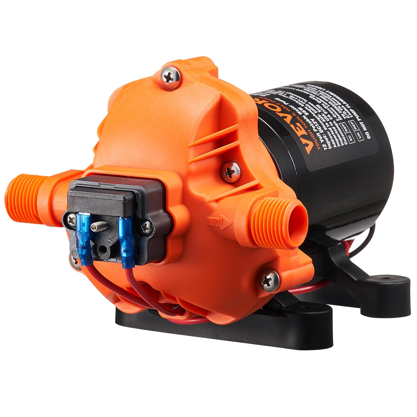 VEVOR Pompa a Membrana 12V, 3 GPM 11,36 L/min, Pompa per Acqua a 3 Camere 12 Volt CC con Pressostato Automatico 40-100 PSI Regolabile, 50 PSI, Porta MNPT per Camper Yacht Food Truck Camper Nautica