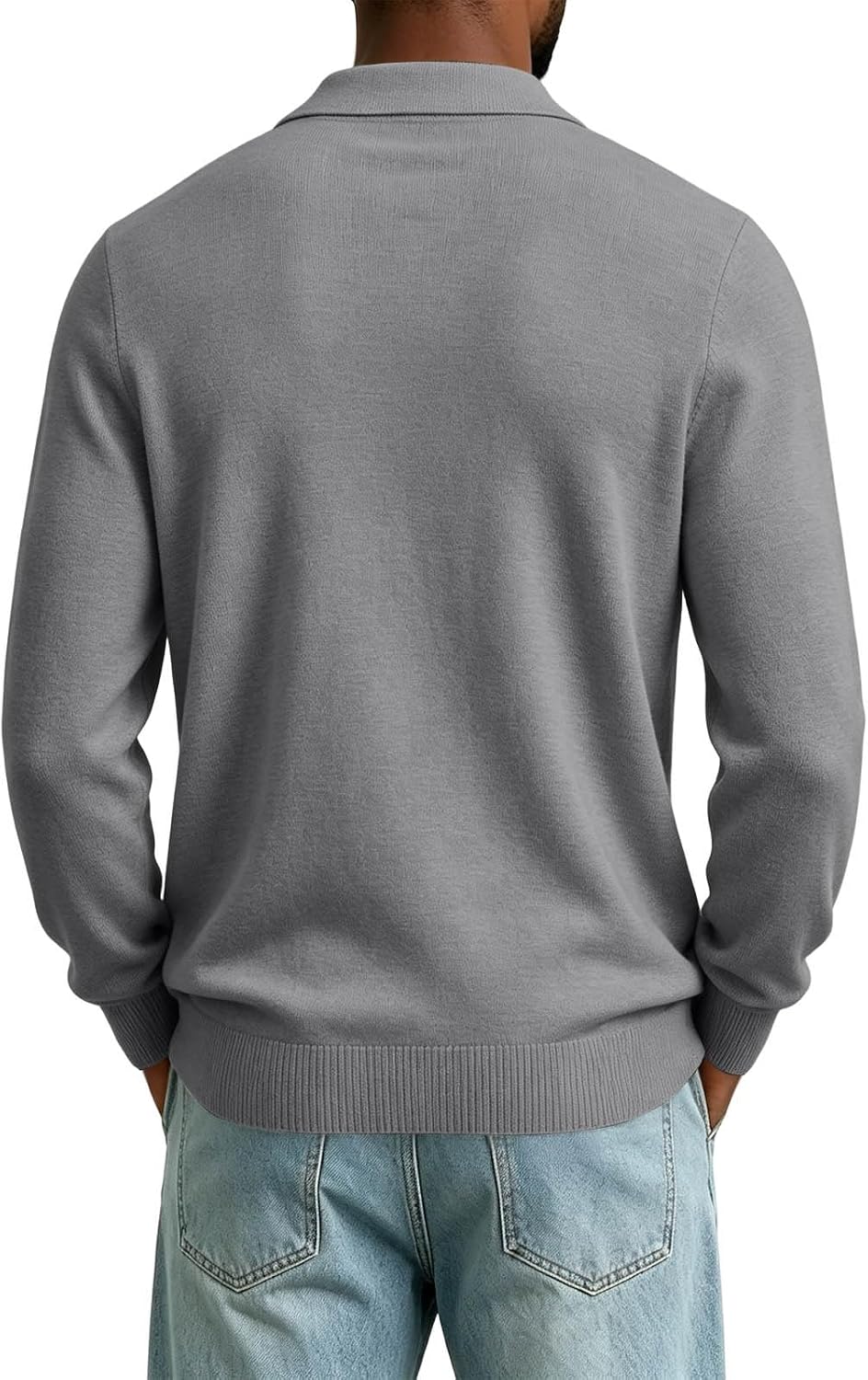 Mens Knit Sweater Long Sleeve Pullover Casual Business Golf Shirt