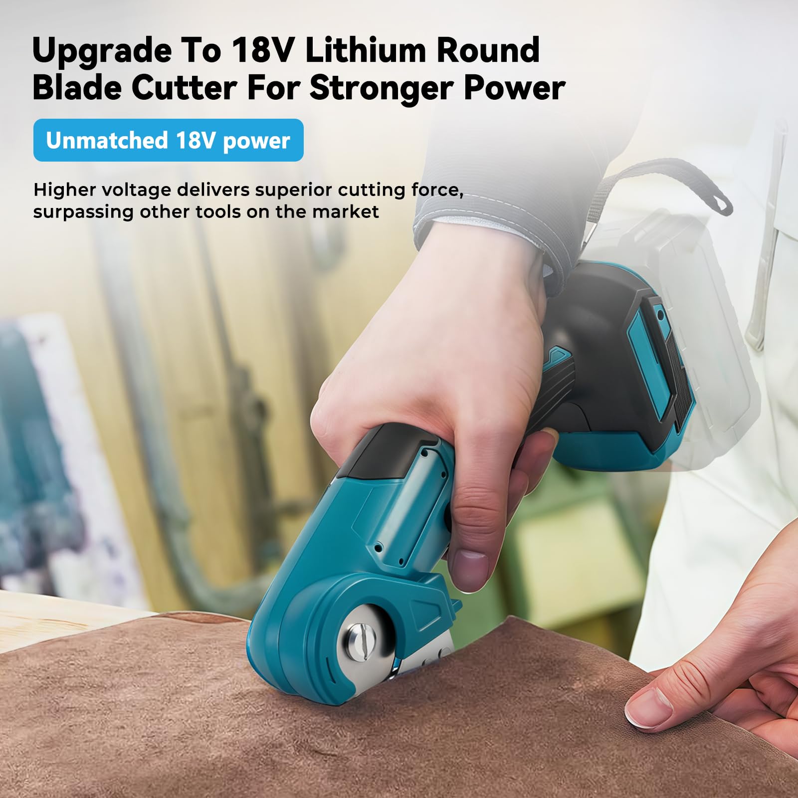 Cutter multifonction sans fil compatible avec batterie Makita 18 V (sans batterie), coupe-carton sans fil, ciseaux électriques à tissu avec 3 lames et sac de rangement, profondeur de coupe de 6 mm