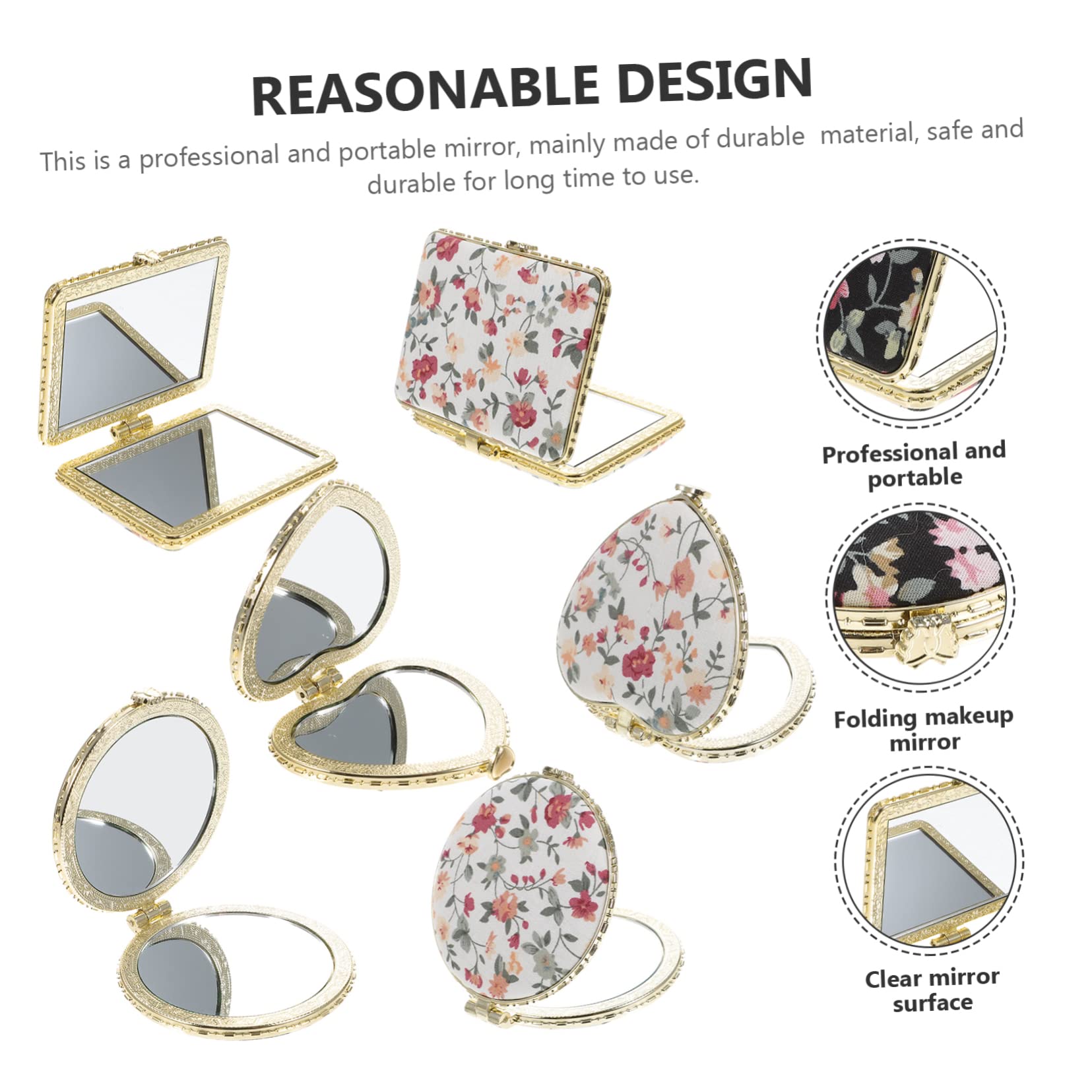 SHERCHPRY 2 Set Specchietto Viaggio Compatto Mini Borsa Doppia Faccia Portatile Per Donne E Ragazze Design Retrò Vari E Colori 6 Pezzi*2