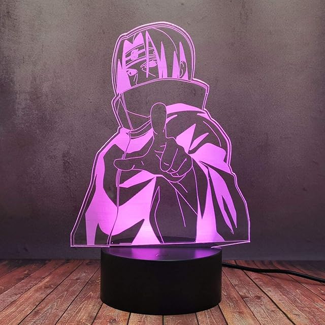 3D LED Uchiha Sasuke Itachi Night Light, Japan Anime Uzumaki Hatake Kakashi Desk Lamp, 16 Color Touch Remote Table Lamp, Home Kid Baby Bedroom Sleep Bulb Holiday Toy Art Decor Festival Gift Lamp