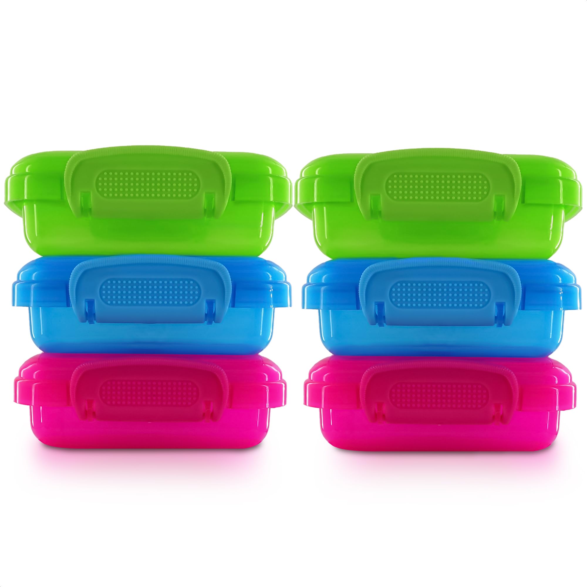 NADOBA 6 Pcs Lock Top Snack Containers with Lids – 4.6 Oz Stackable Mini Snack Box – Microwave and Dishwasher Safe, 2 Side Clips for Sauces, Pastes, Spreads, Snacks | Kitchen, Travel, Office, Crafts