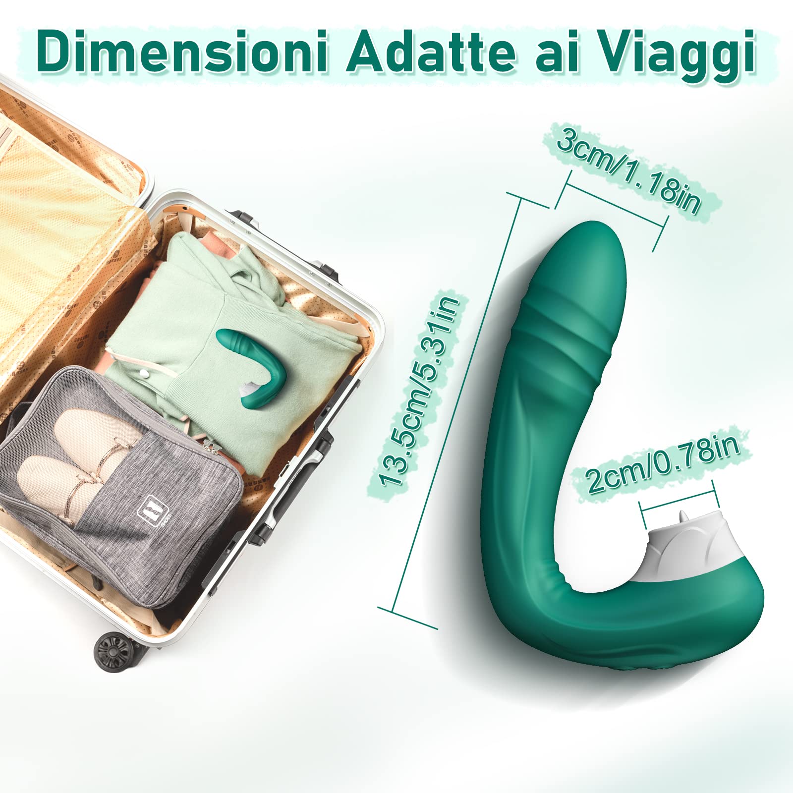 Vibratore per Punto G per Donne, Vibratore Dildo di Coppia con 10 Modalità di Spinta e Leccata, Vibratore Anale è Giocattoli Sessuali Ricaricabili con Stimolazione Clitoride, Silicone Vibratore