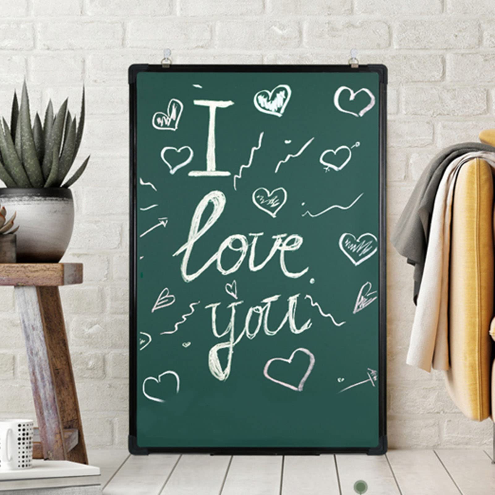 Lavagna Verde Lavagna Verticale da Appendere alla Parete Lavagna Magnetica Incorniciata per L'Ufficio della Scuola Domestica (Size : 90x60cm)