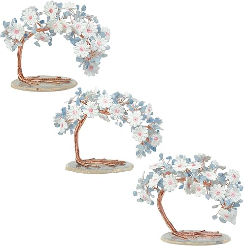 Miniatura 4 de Cheungshing Árbol de dinero de cristal bordado con base de rebanada de ágata de buena suerte, Feng Shui, árbol bonsái para decoración de mesa de