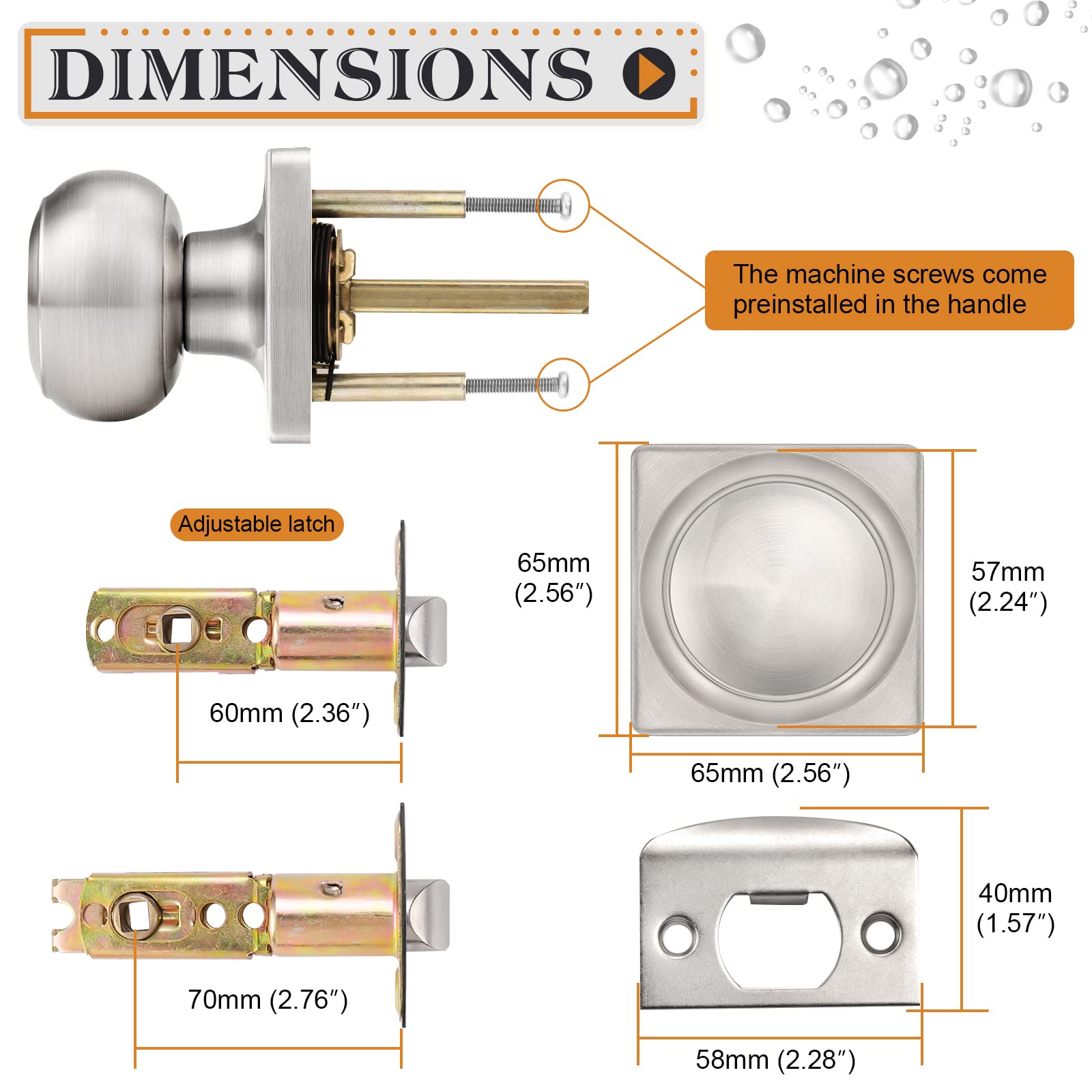Brushed Nickel Passage Door Knobs - 6 Pack -4