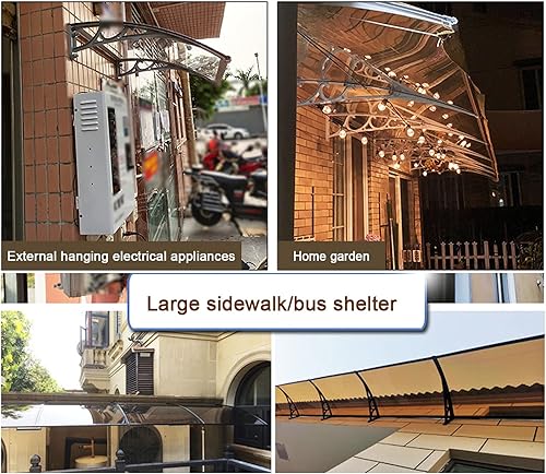 Miniatura 7 de Toldo para ventana de patio, toldo para puerta delantera al aire libre, protección UV, lluvia y nieve, hoja hueca de policarbonato de una pieza,